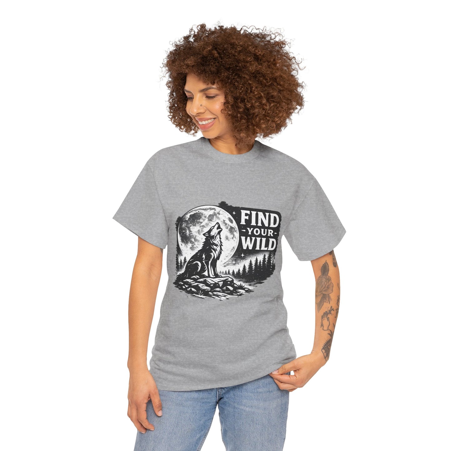 Find Your Wild Wolf T‑Shirt — Moonlit Nature Graphic Tee for Outdoor Lovers