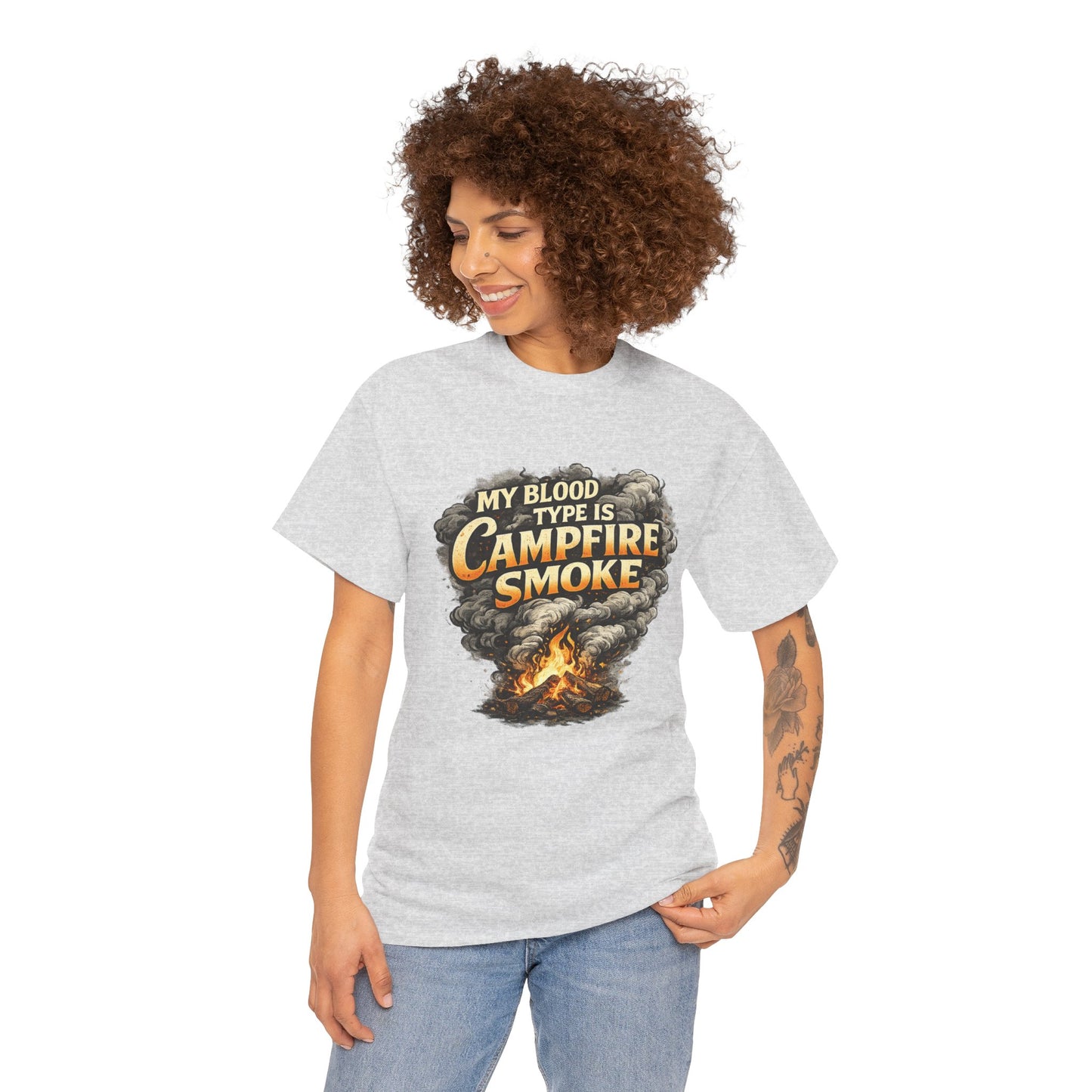 Campfire Smoke T-Shirt — "My Blood Type Is Campfire Smoke" Graphic Tee
