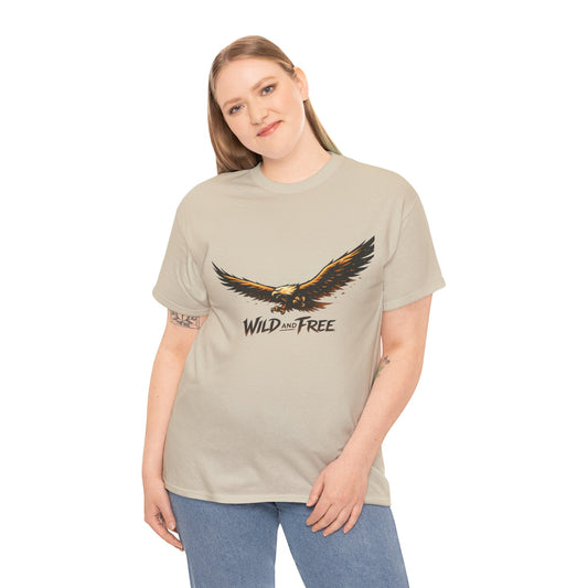 Wild and Free Eagle Shirt for Men Women – Vintage Eagle Graphic Tee Freedom Nature Outdoor T-Shirt