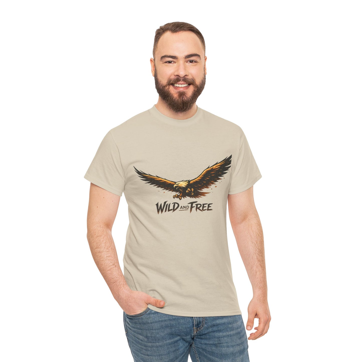 Wild and Free Eagle Shirt for Men Women – Vintage Eagle Graphic Tee Freedom Nature Outdoor T-Shirt