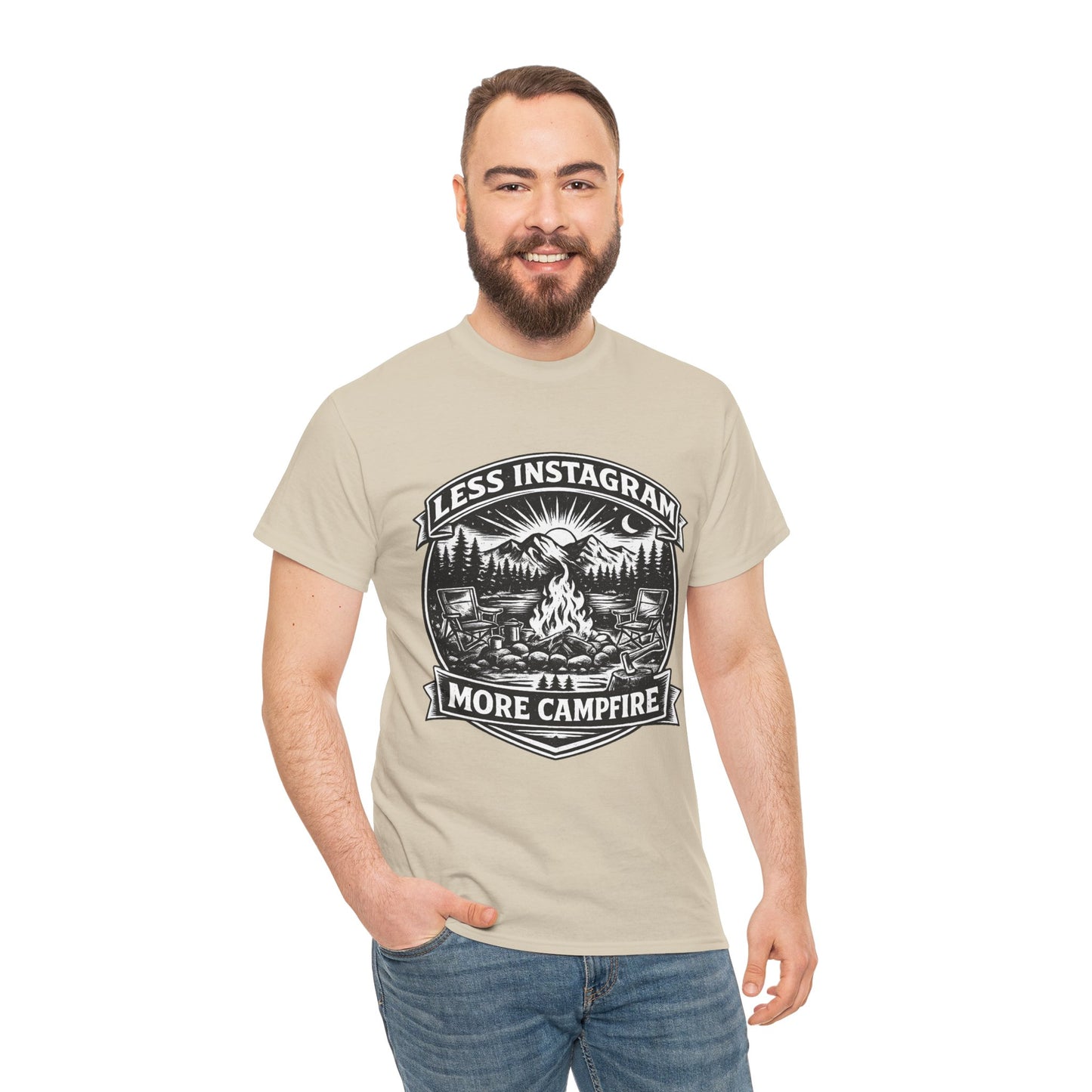 T-Shirt - "Less Instagram, More Campfire" Vintage Camping Graphic Tee