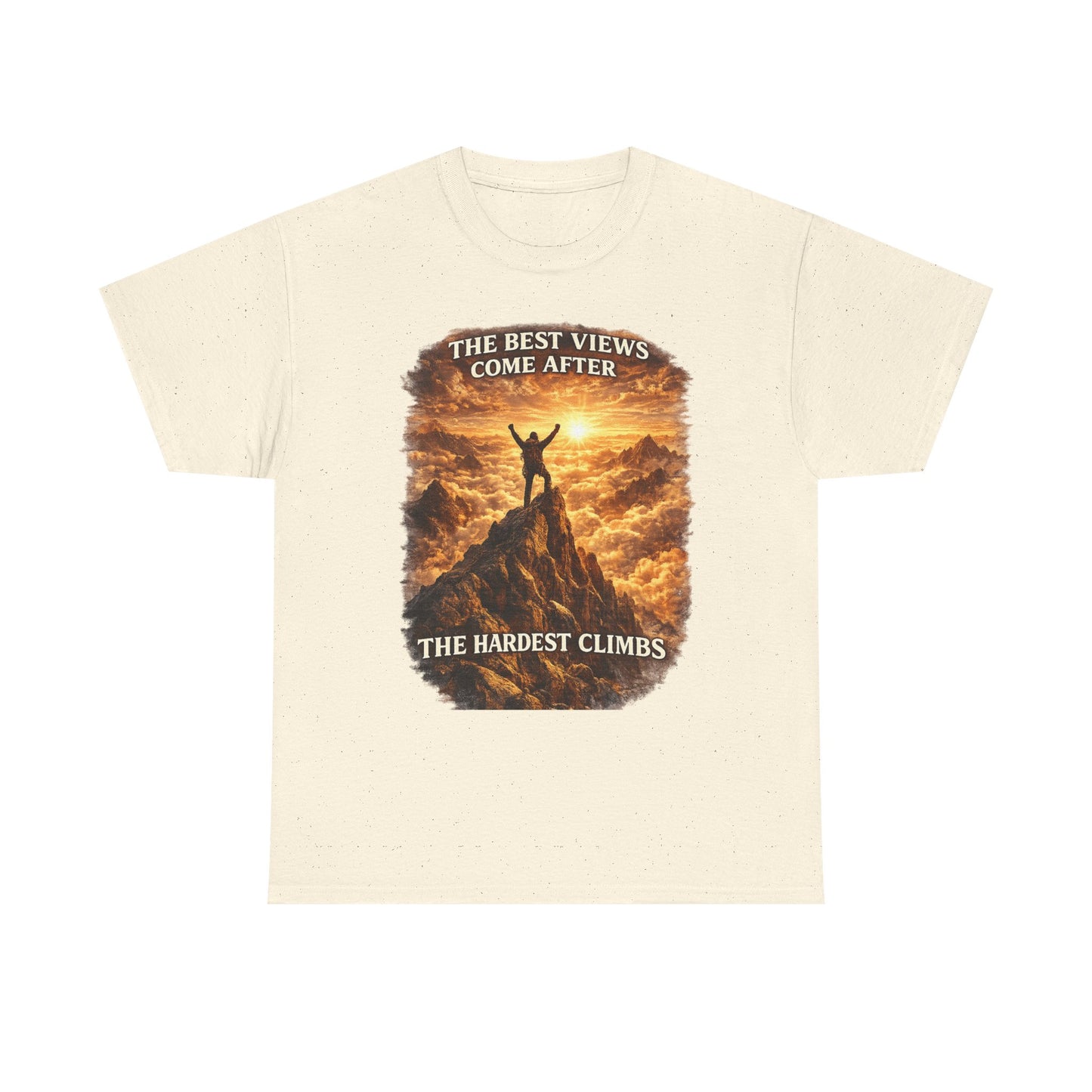 Mountain Hiking Motivation T-Shirt – “The Best Views Come After The Hardest Climbs” Adventure Tee
