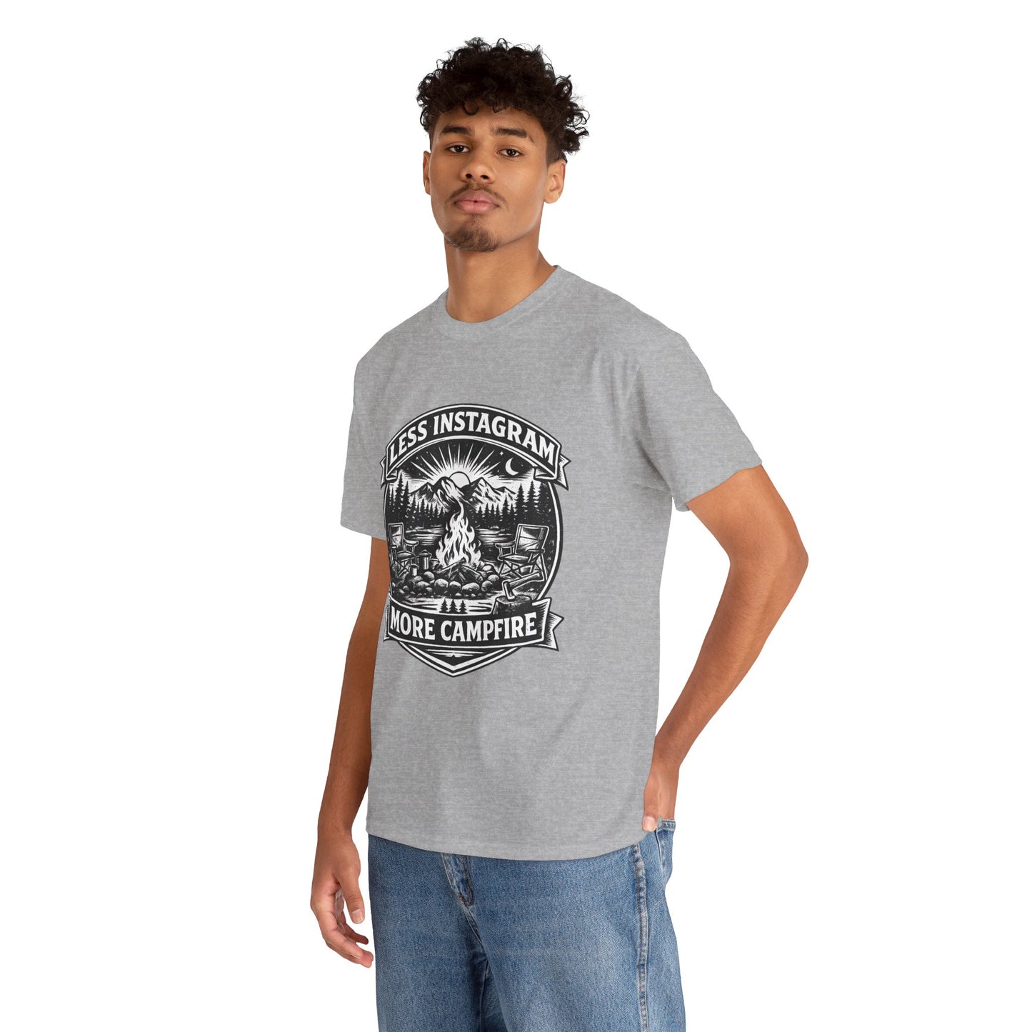 T-Shirt - "Less Instagram, More Campfire" Vintage Camping Graphic Tee
