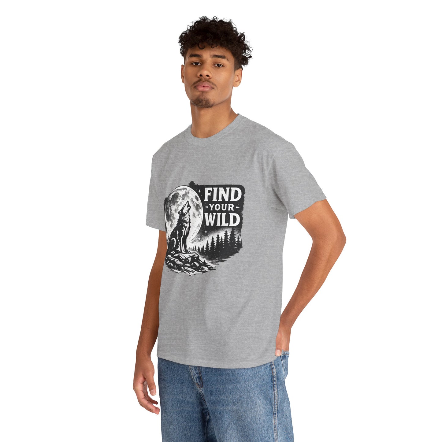 Find Your Wild Wolf T‑Shirt — Moonlit Nature Graphic Tee for Outdoor Lovers