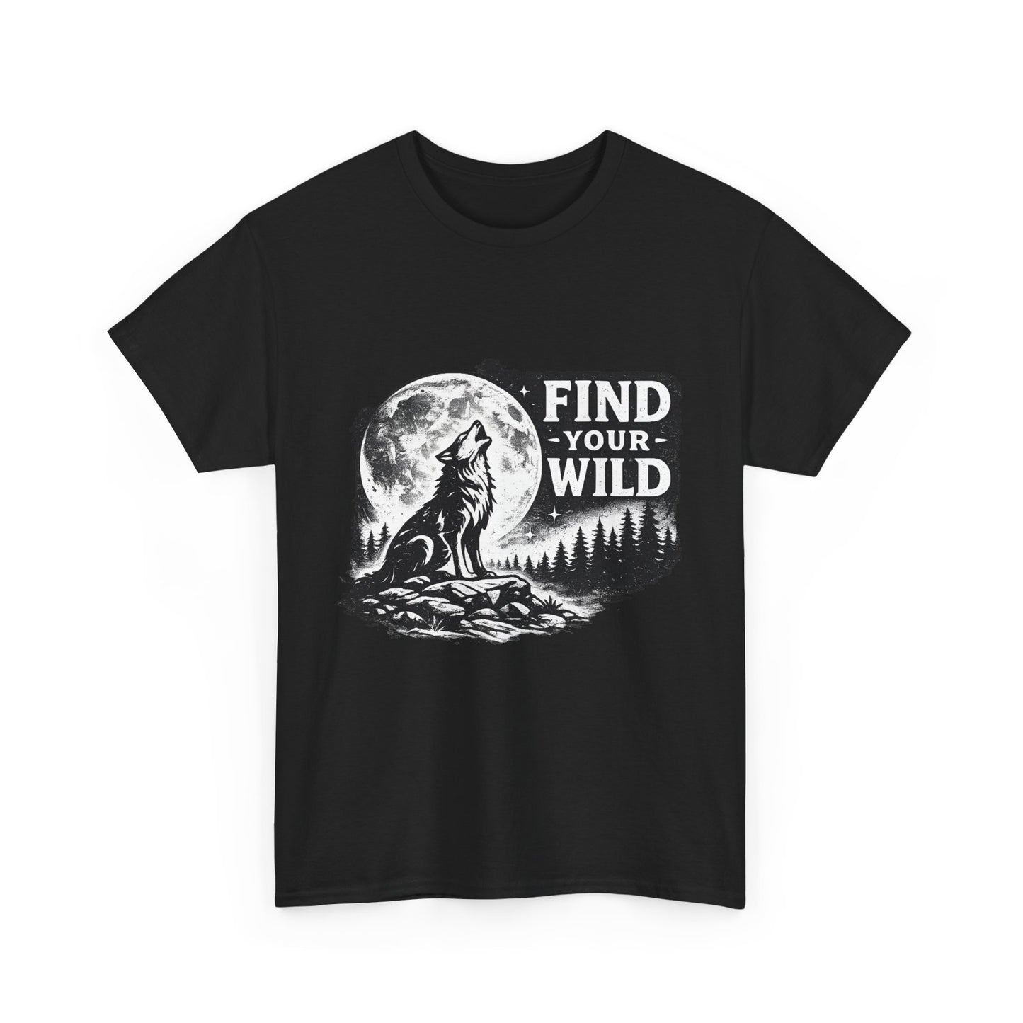Find Your Wild Wolf T‑Shirt — Moonlit Nature Graphic Tee for Outdoor Lovers