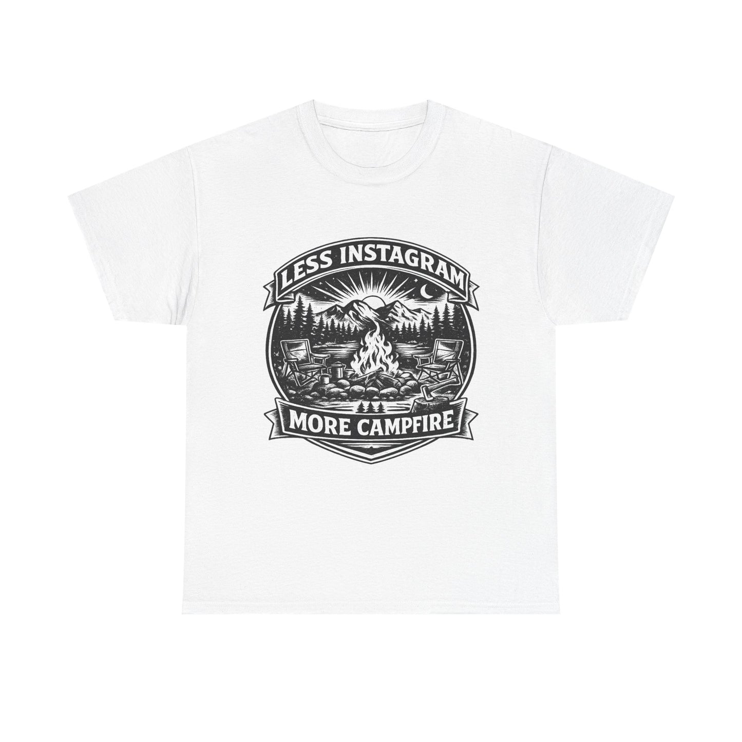 T-Shirt - "Less Instagram, More Campfire" Vintage Camping Graphic Tee