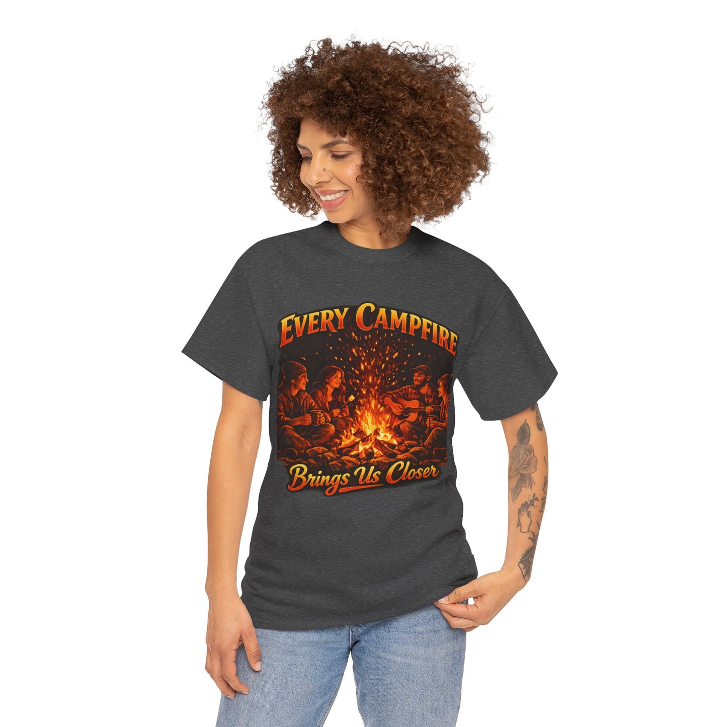 Campfire T-Shirt — "Every Campfire Brings Us Closer" Retro Outdoor Tee