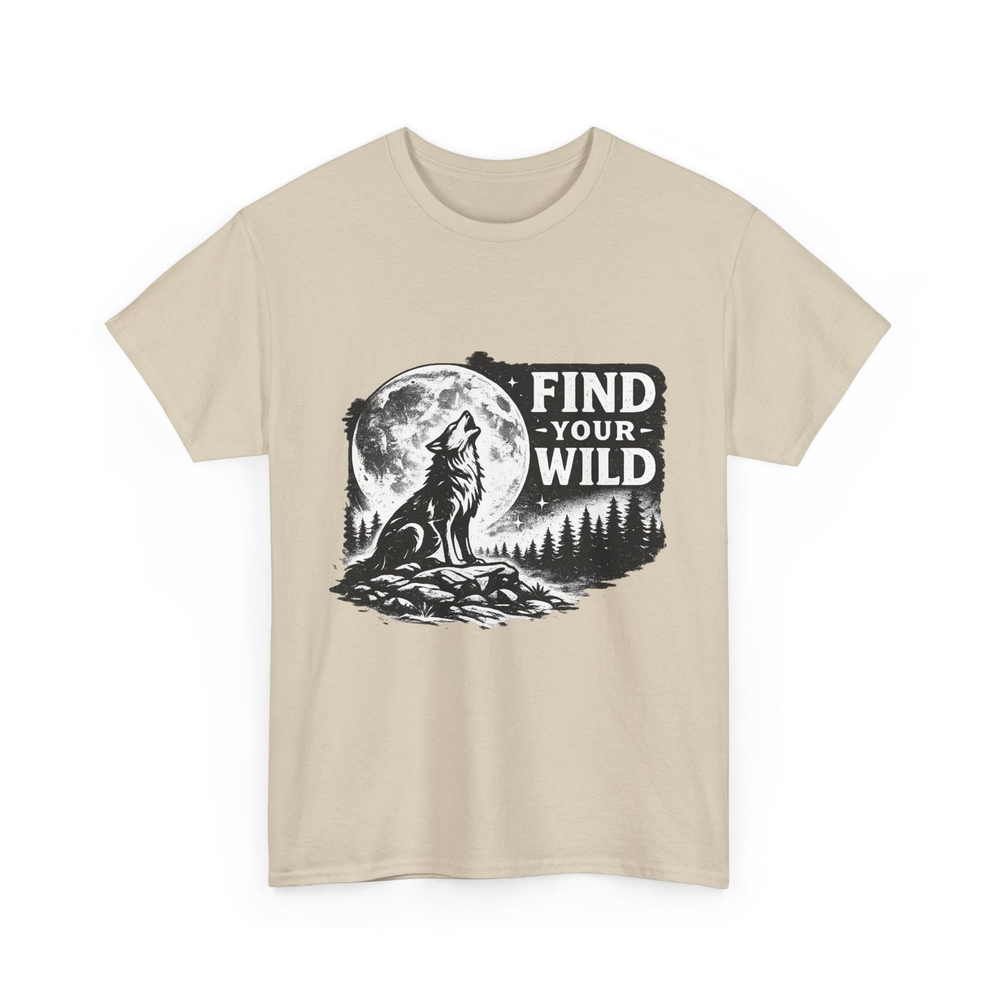Find Your Wild Wolf T‑Shirt — Moonlit Nature Graphic Tee for Outdoor Lovers