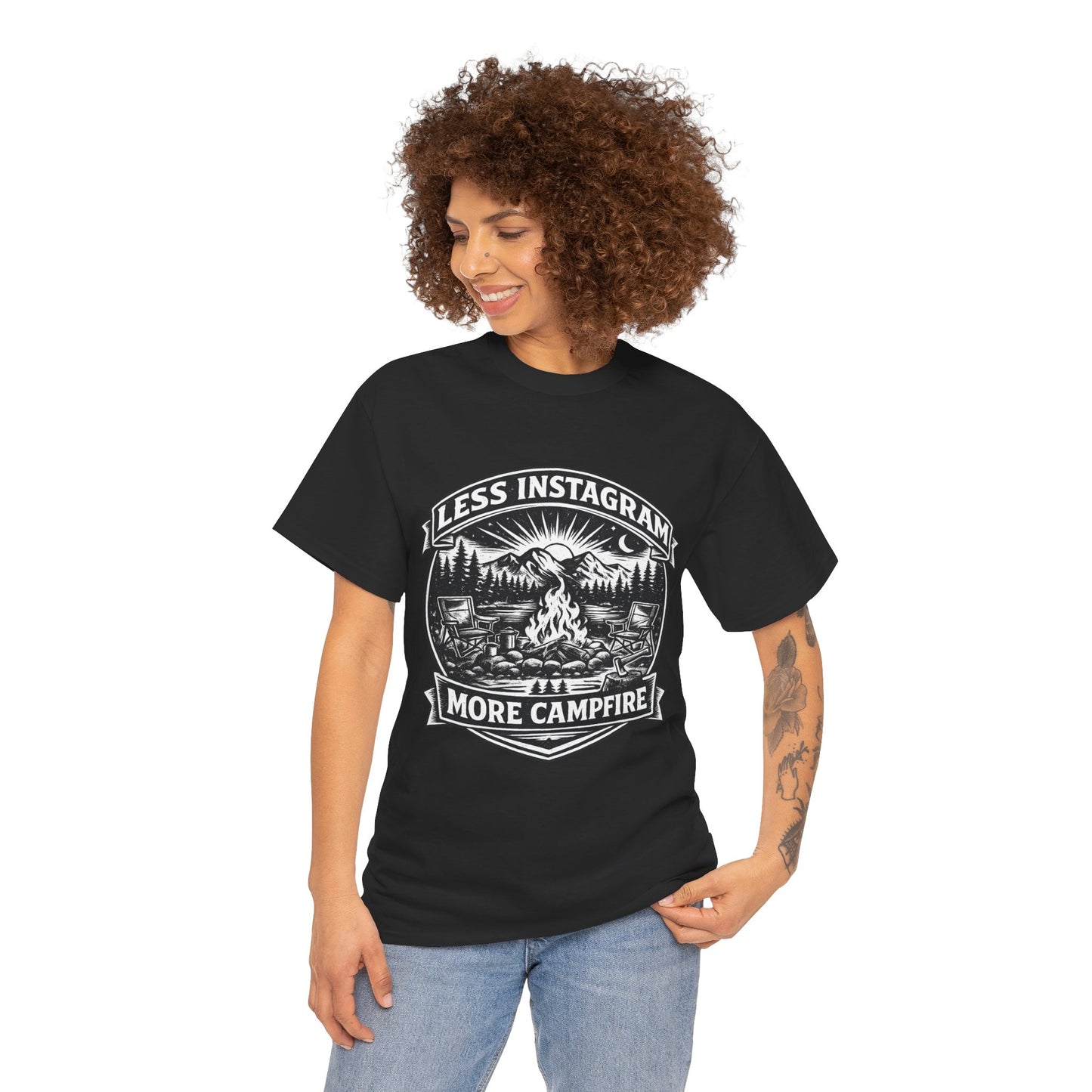 T-Shirt - "Less Instagram, More Campfire" Vintage Camping Graphic Tee