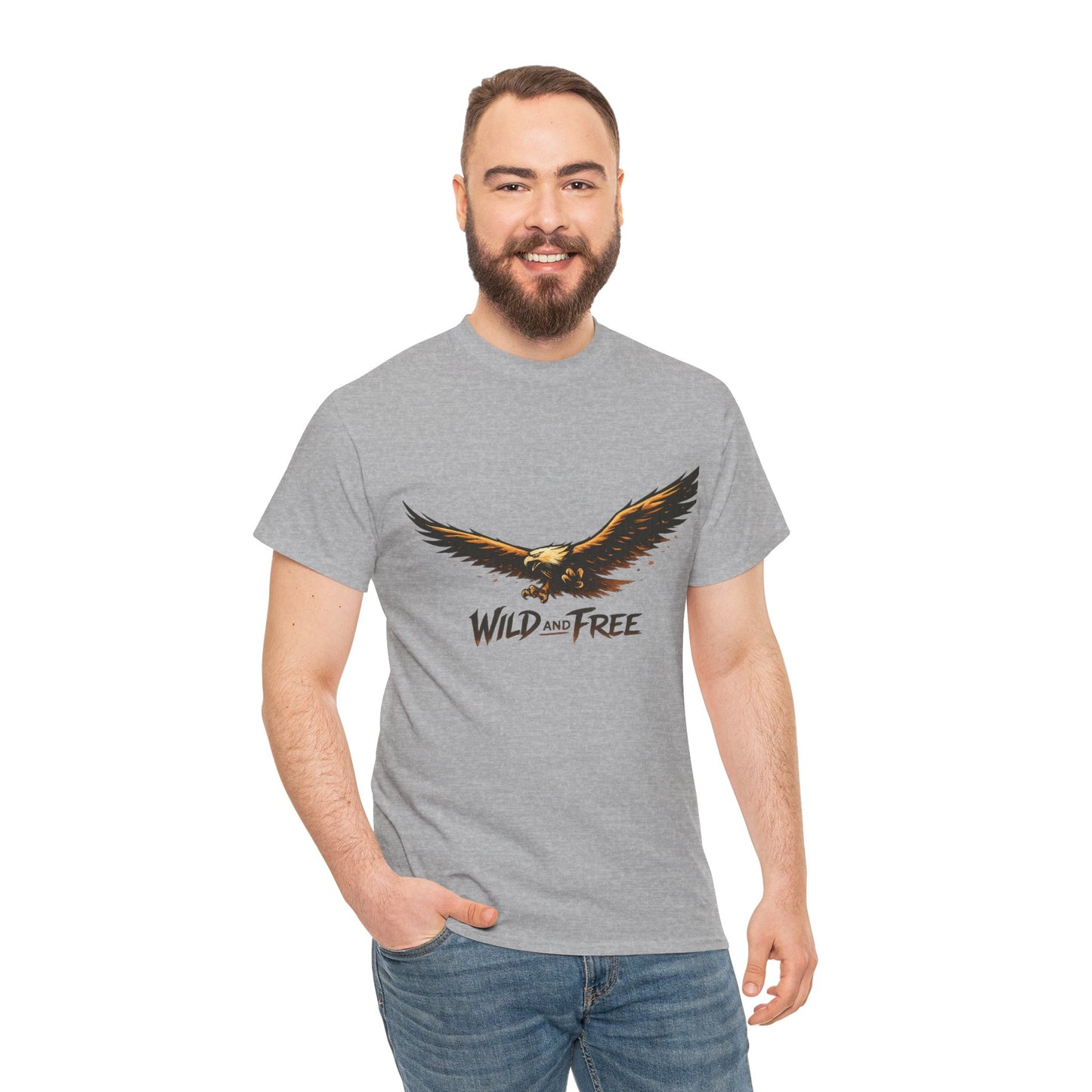 Wild and Free Eagle Shirt for Men Women – Vintage Eagle Graphic Tee Freedom Nature Outdoor T-Shirt