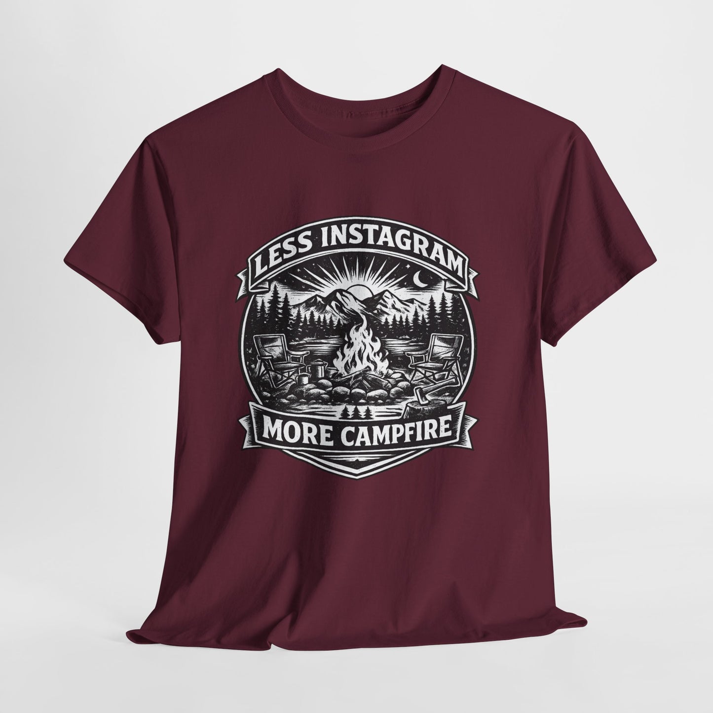 T-Shirt - "Less Instagram, More Campfire" Vintage Camping Graphic Tee