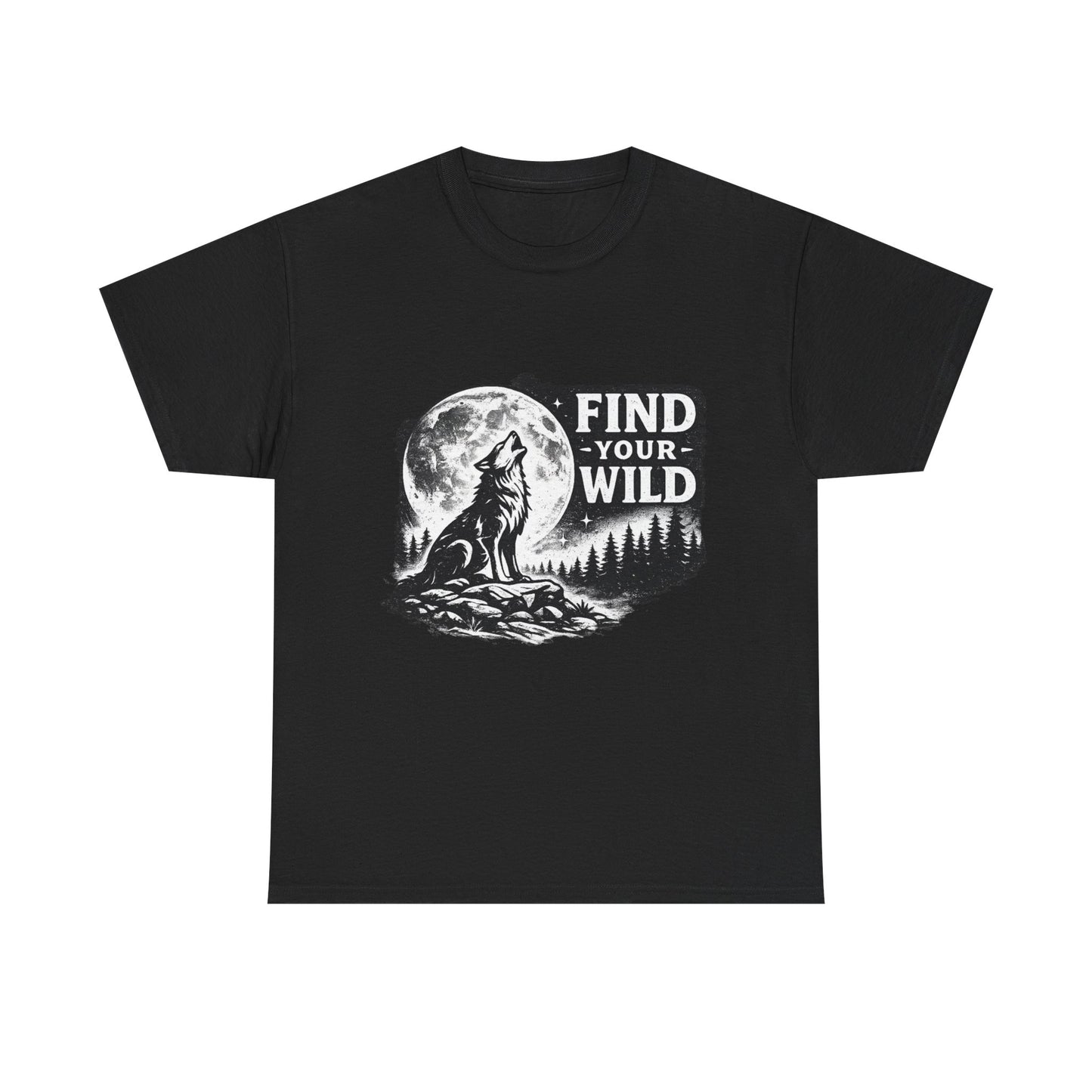 Find Your Wild Wolf T‑Shirt — Moonlit Nature Graphic Tee for Outdoor Lovers