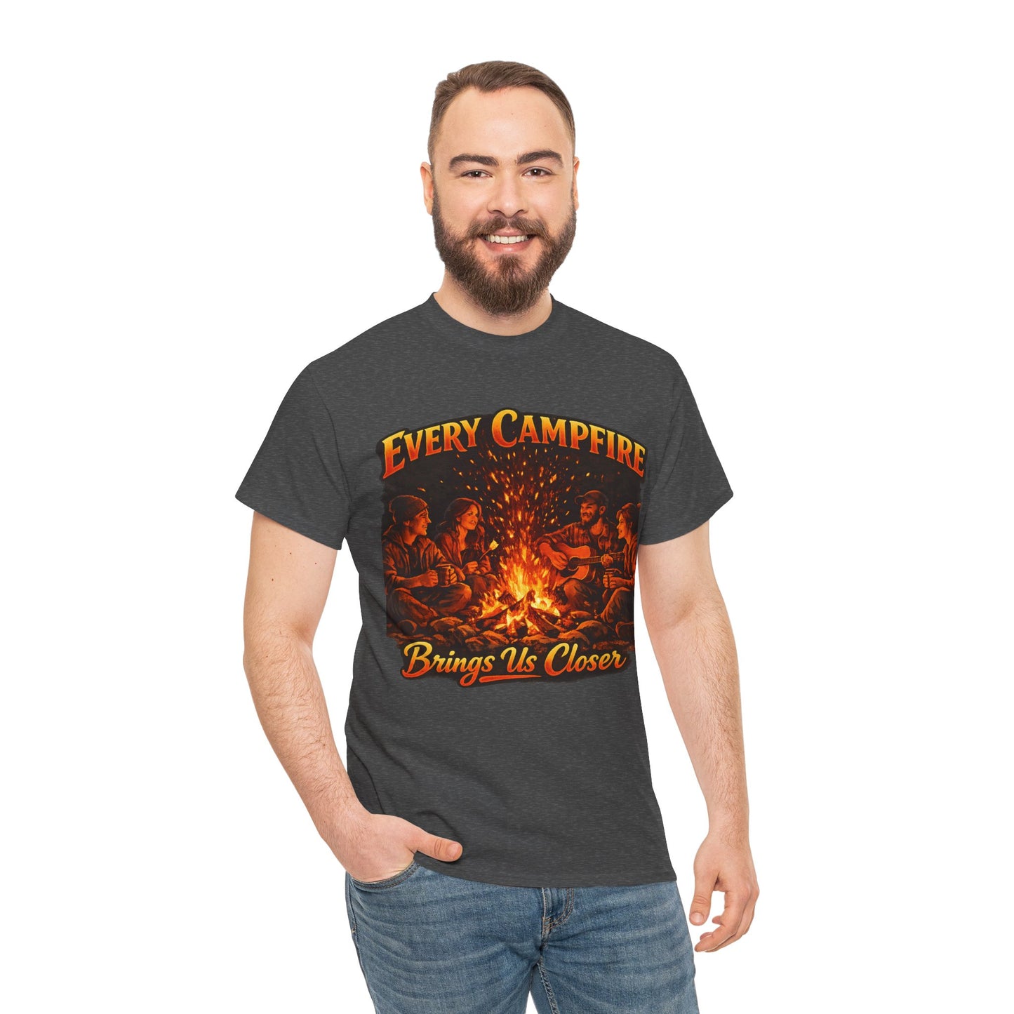 Campfire T-Shirt — "Every Campfire Brings Us Closer" Retro Outdoor Tee