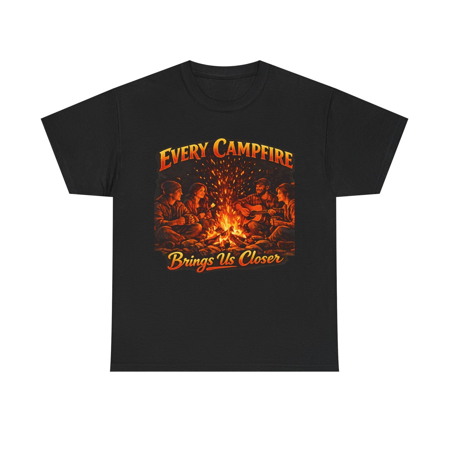 Campfire T-Shirt — "Every Campfire Brings Us Closer" Retro Outdoor Tee