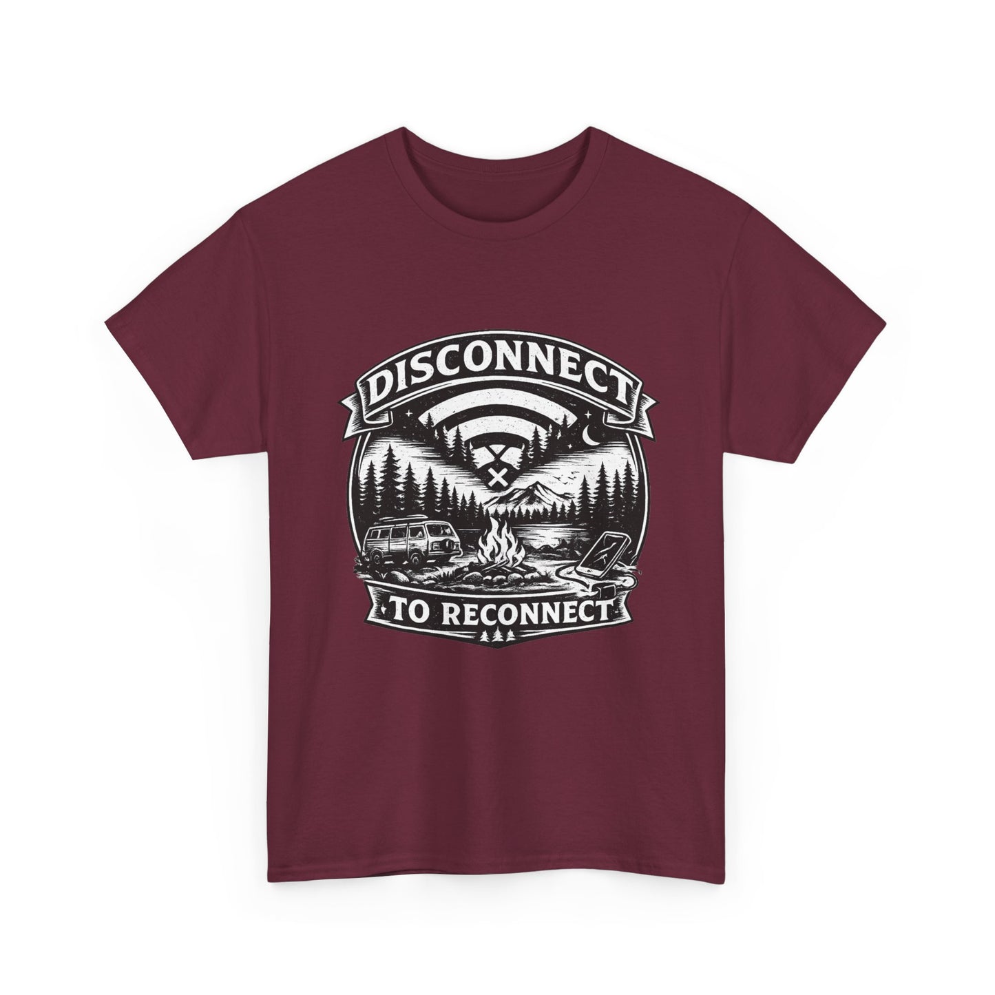"Disconnect To Reconnect" — Funny Camping T-Shirt | Gift for Outdoor & Nature Lovers