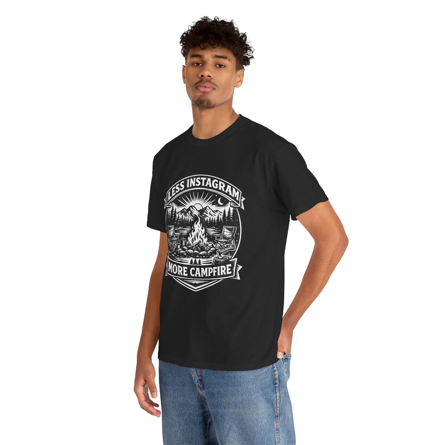 T-Shirt - "Less Instagram, More Campfire" Vintage Camping Graphic Tee