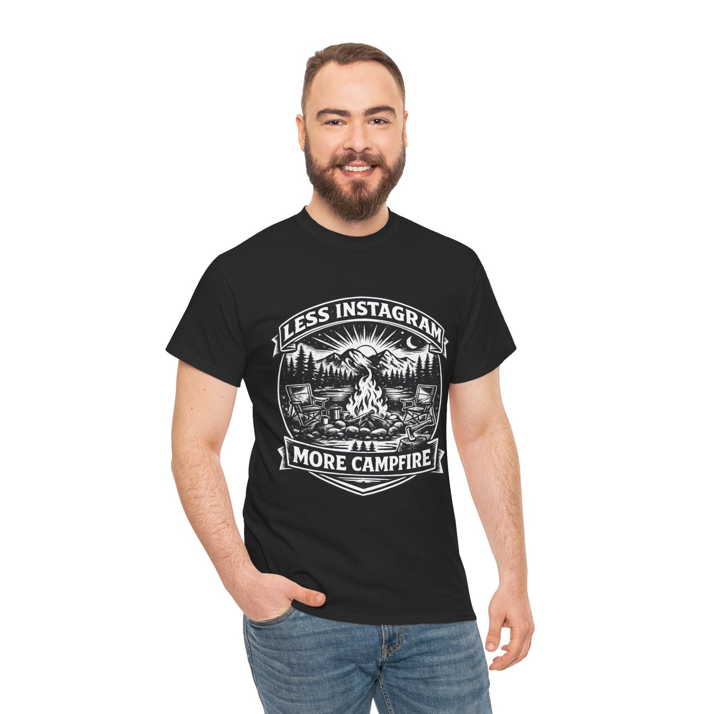 T-Shirt - "Less Instagram, More Campfire" Vintage Camping Graphic Tee