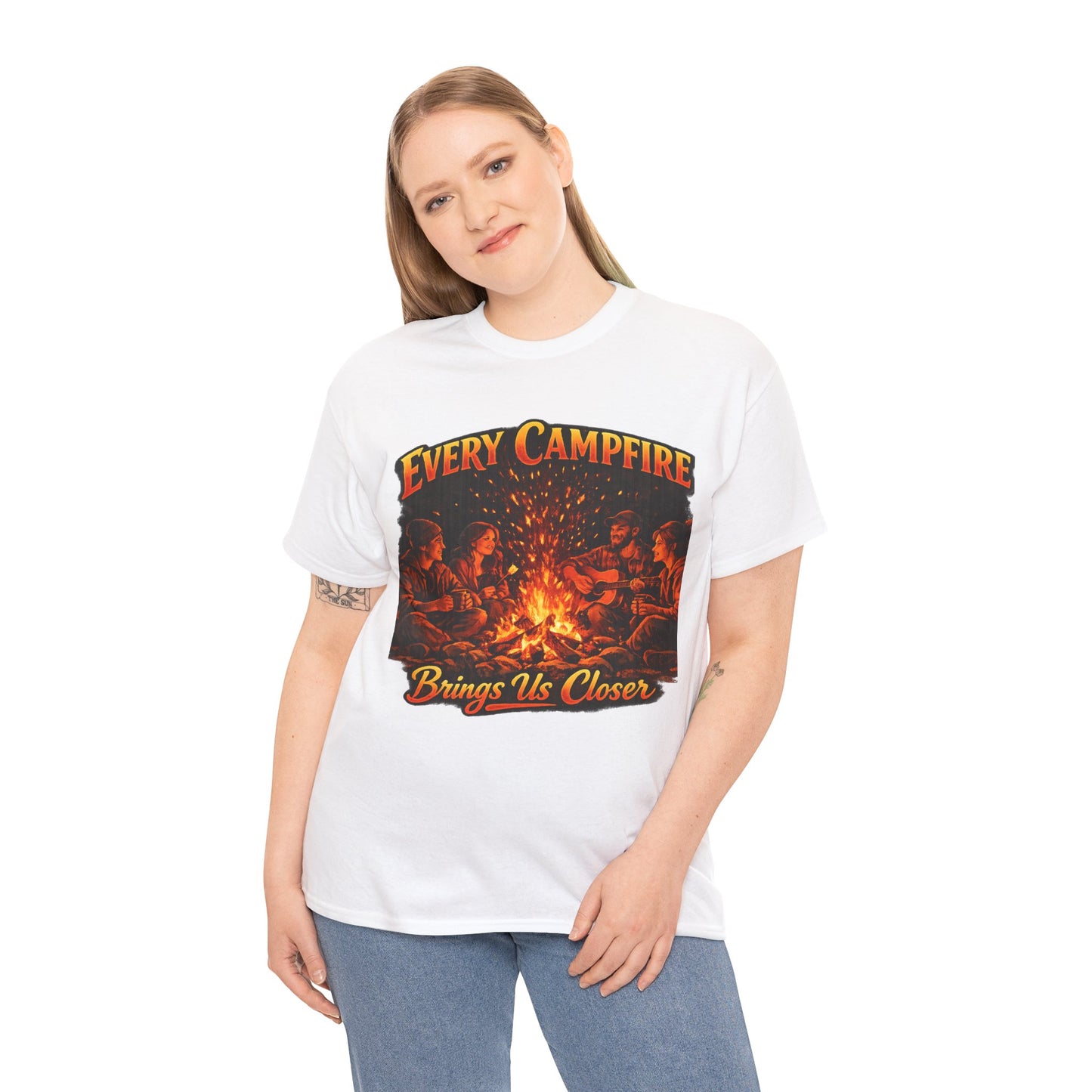 Campfire T-Shirt — "Every Campfire Brings Us Closer" Retro Outdoor Tee