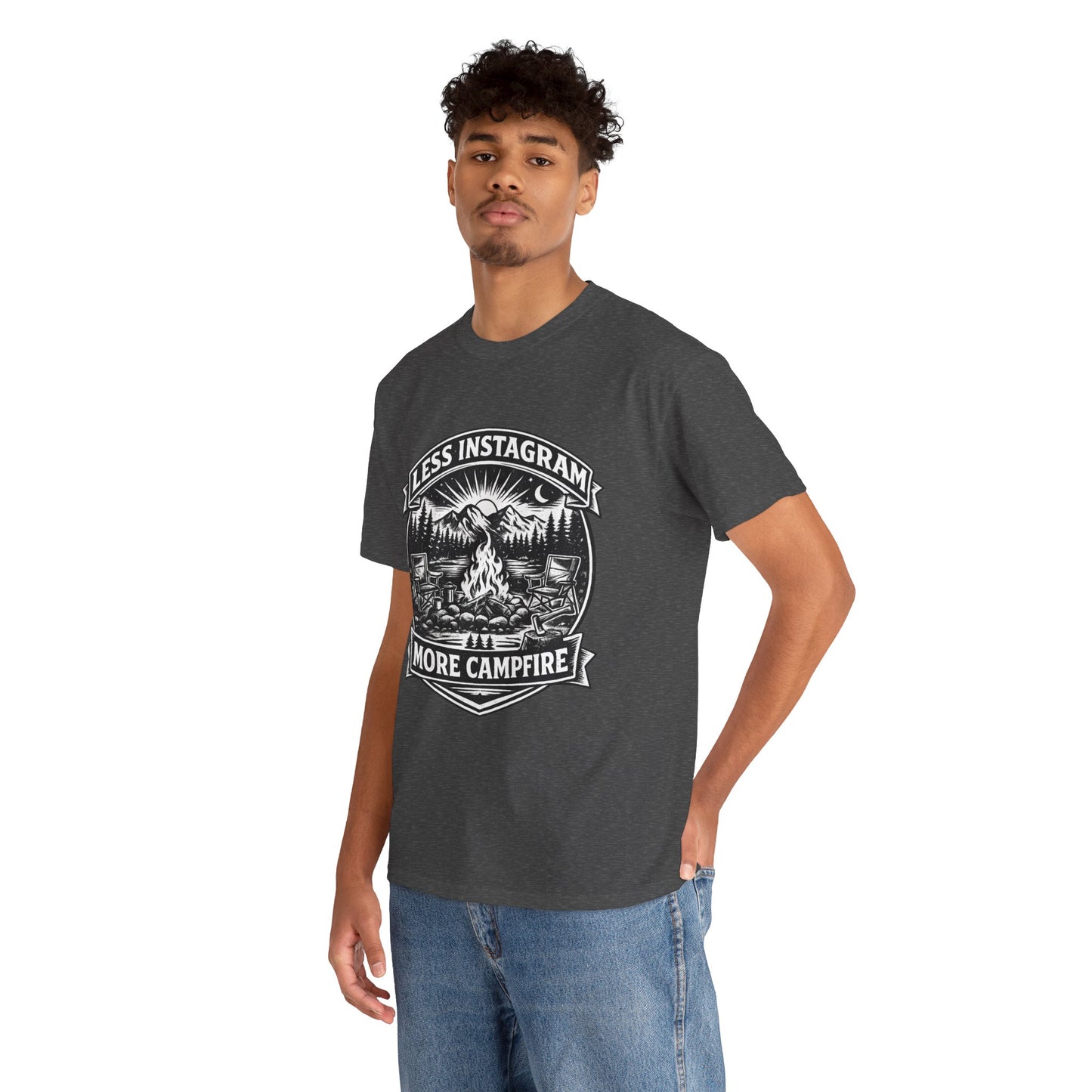 T-Shirt - "Less Instagram, More Campfire" Vintage Camping Graphic Tee