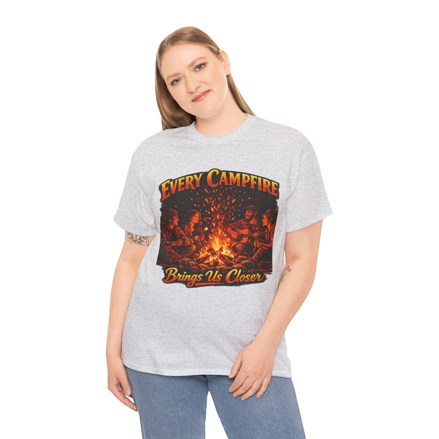 Campfire T-Shirt — "Every Campfire Brings Us Closer" Retro Outdoor Tee