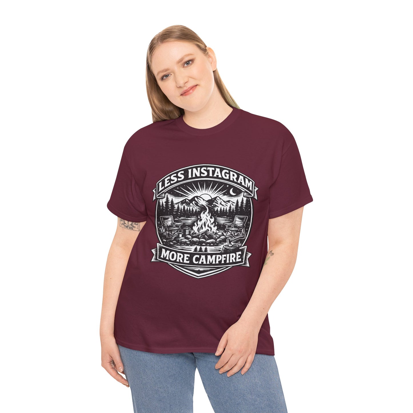 T-Shirt - "Less Instagram, More Campfire" Vintage Camping Graphic Tee