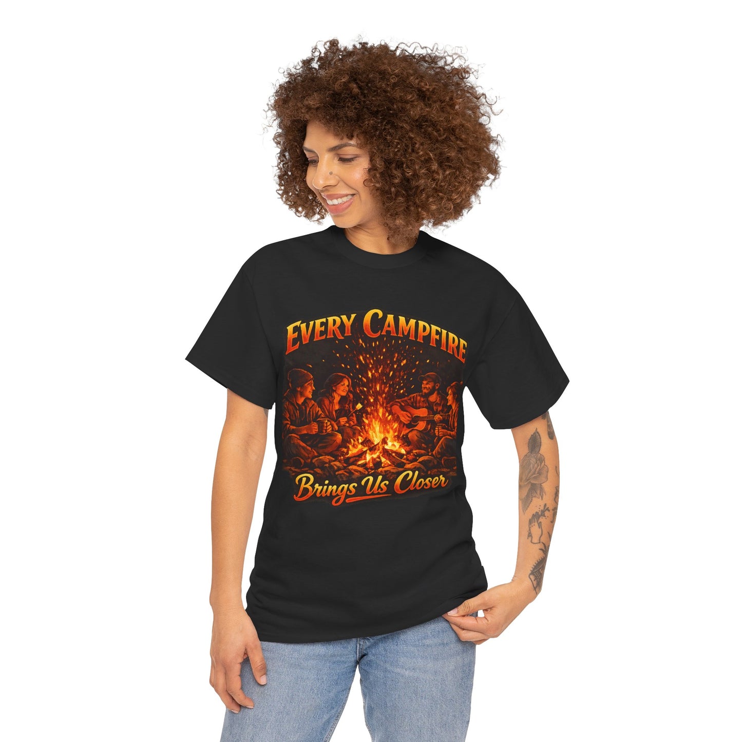 Campfire T-Shirt — "Every Campfire Brings Us Closer" Retro Outdoor Tee