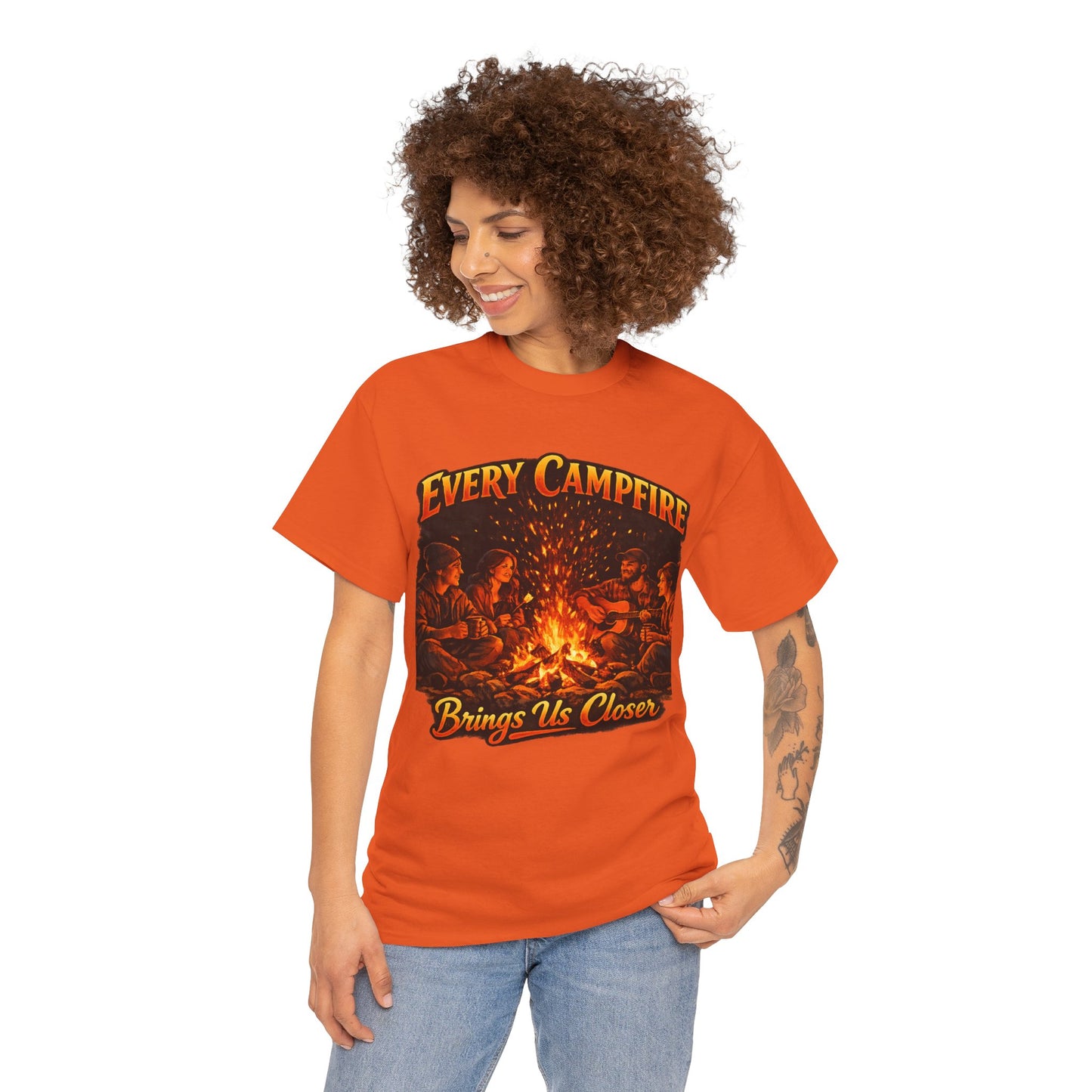 Campfire T-Shirt — "Every Campfire Brings Us Closer" Retro Outdoor Tee