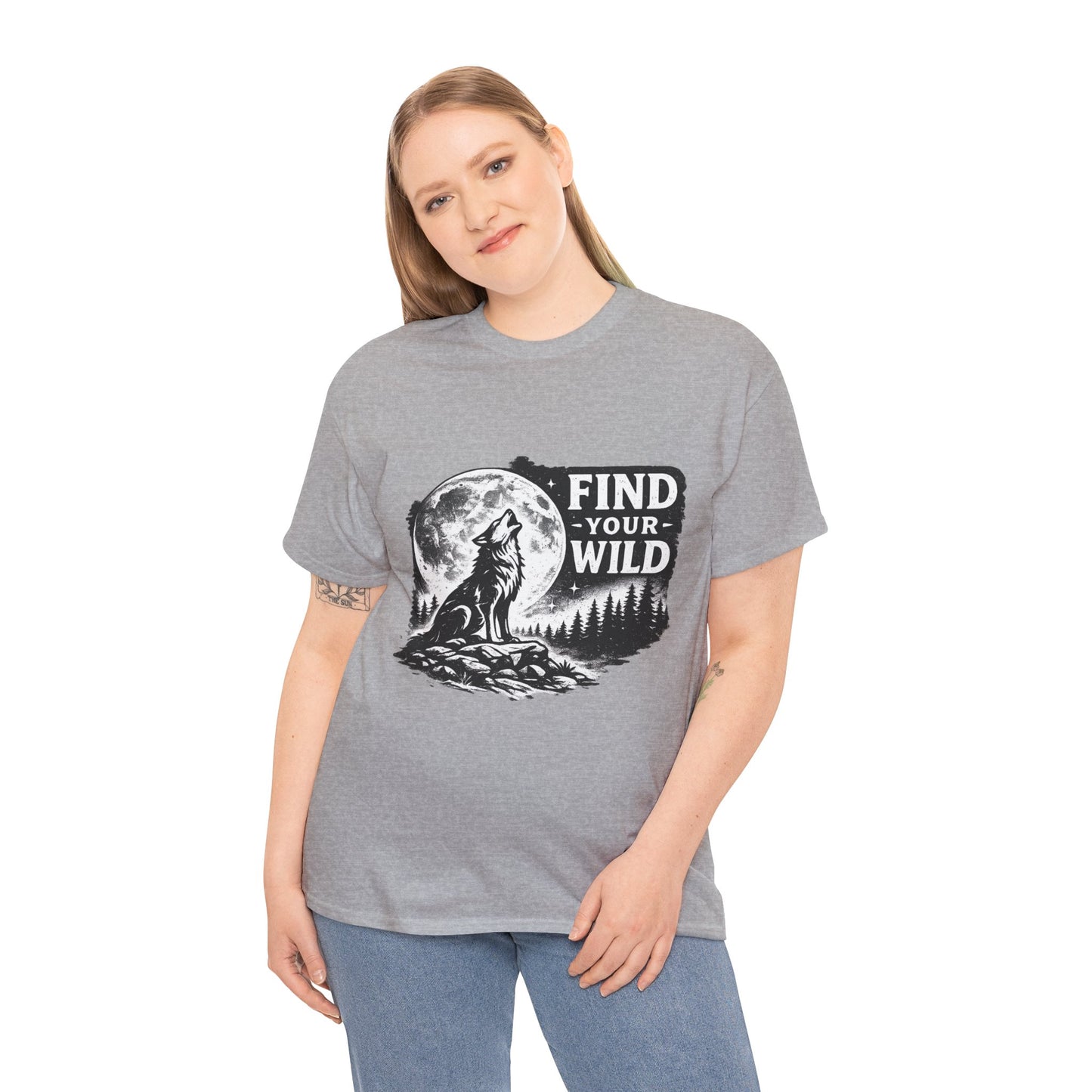 Find Your Wild Wolf T‑Shirt — Moonlit Nature Graphic Tee for Outdoor Lovers