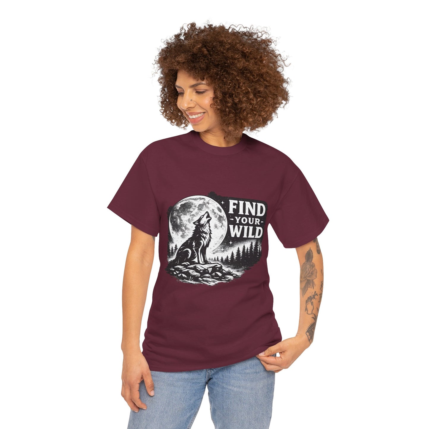 Find Your Wild Wolf T‑Shirt — Moonlit Nature Graphic Tee for Outdoor Lovers