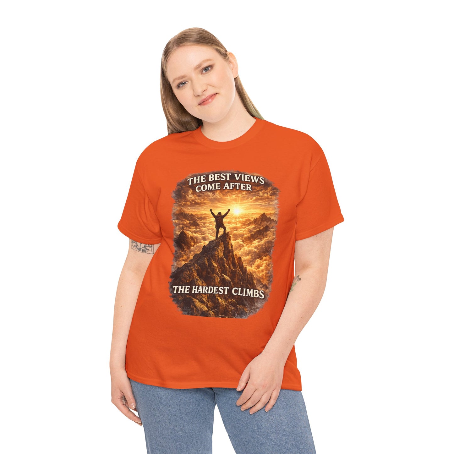 Mountain Hiking Motivation T-Shirt – “The Best Views Come After The Hardest Climbs” Adventure Tee