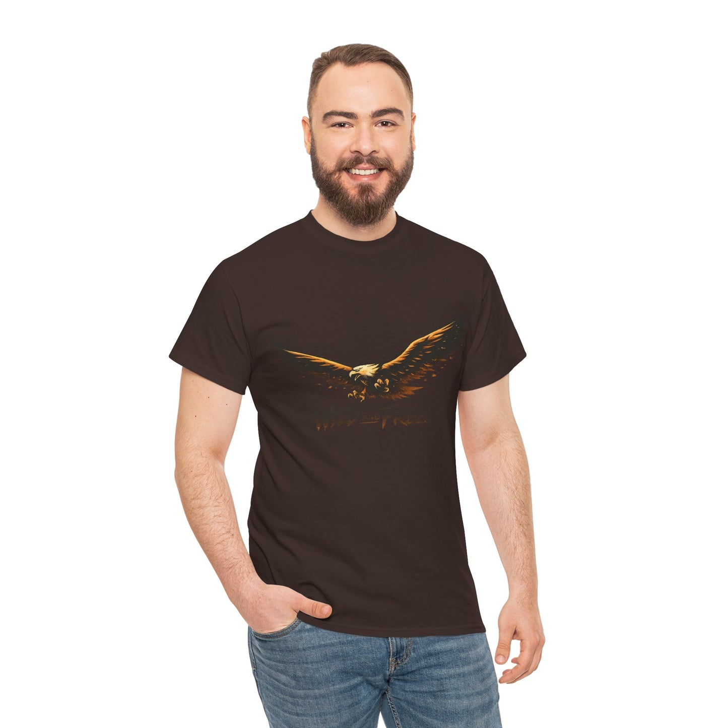 Wild and Free Eagle Shirt for Men Women – Vintage Eagle Graphic Tee Freedom Nature Outdoor T-Shirt