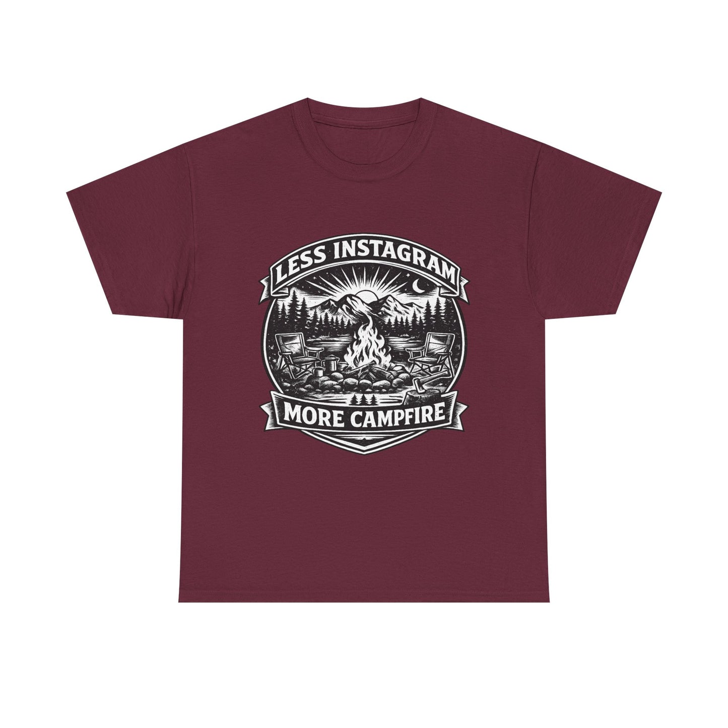 T-Shirt - "Less Instagram, More Campfire" Vintage Camping Graphic Tee