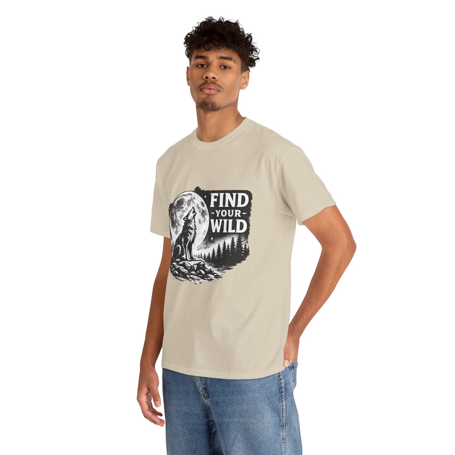 Find Your Wild Wolf T‑Shirt — Moonlit Nature Graphic Tee for Outdoor Lovers