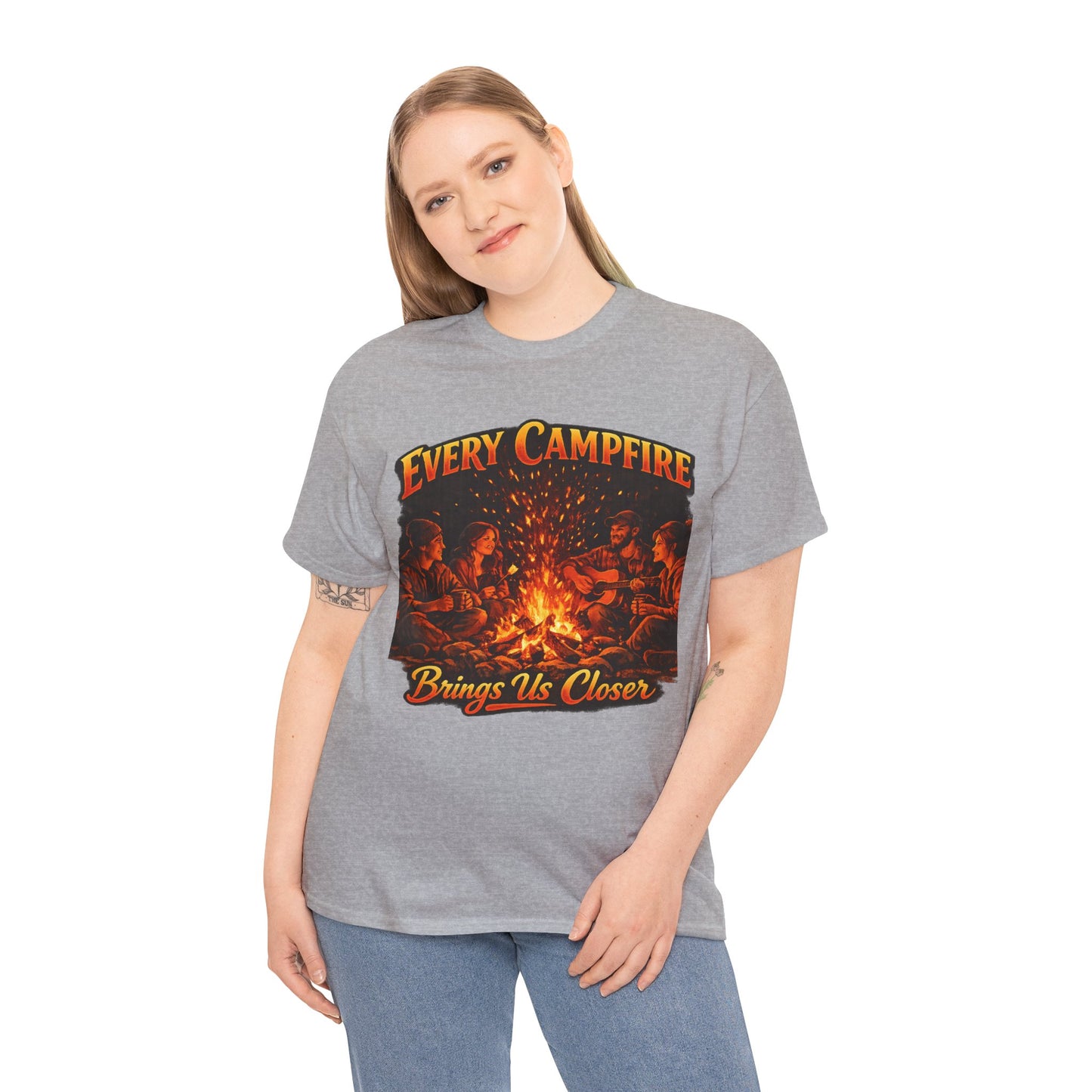 Campfire T-Shirt — "Every Campfire Brings Us Closer" Retro Outdoor Tee