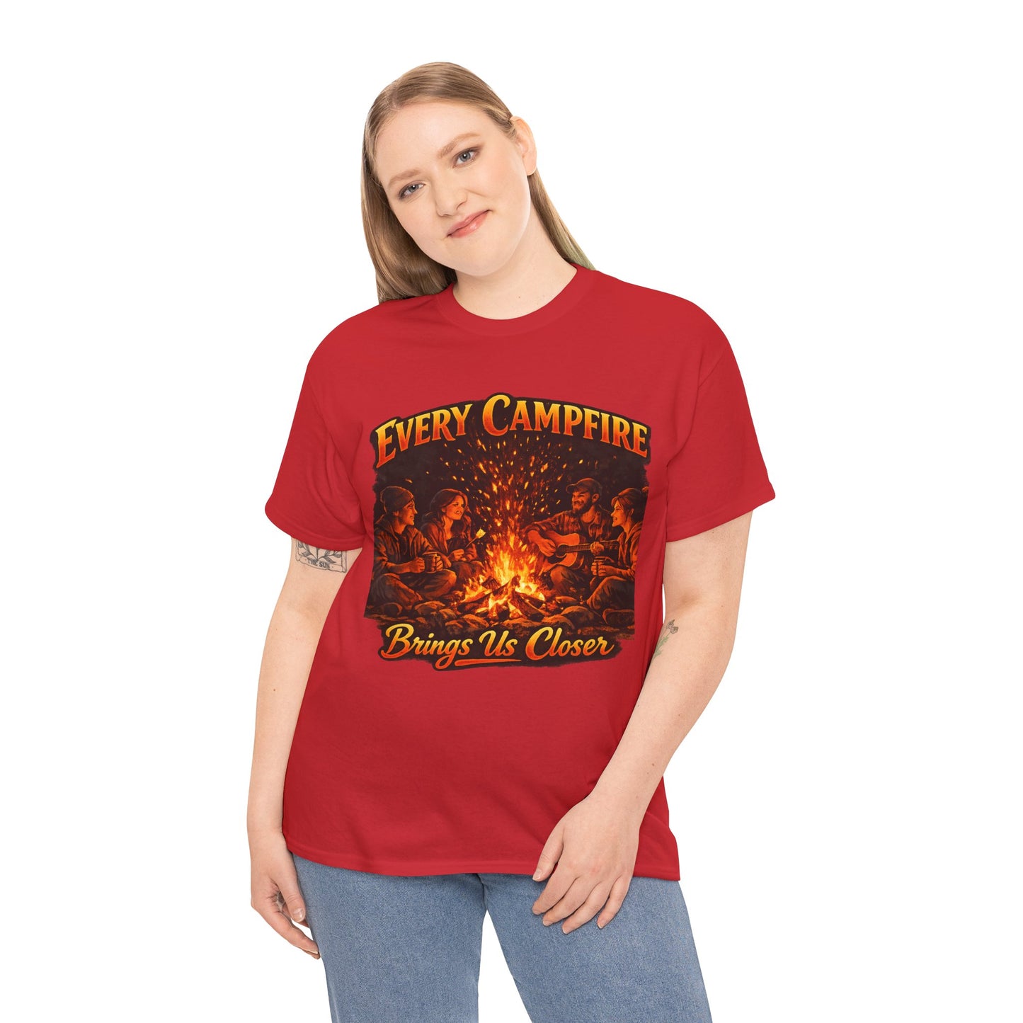 Campfire T-Shirt — "Every Campfire Brings Us Closer" Retro Outdoor Tee