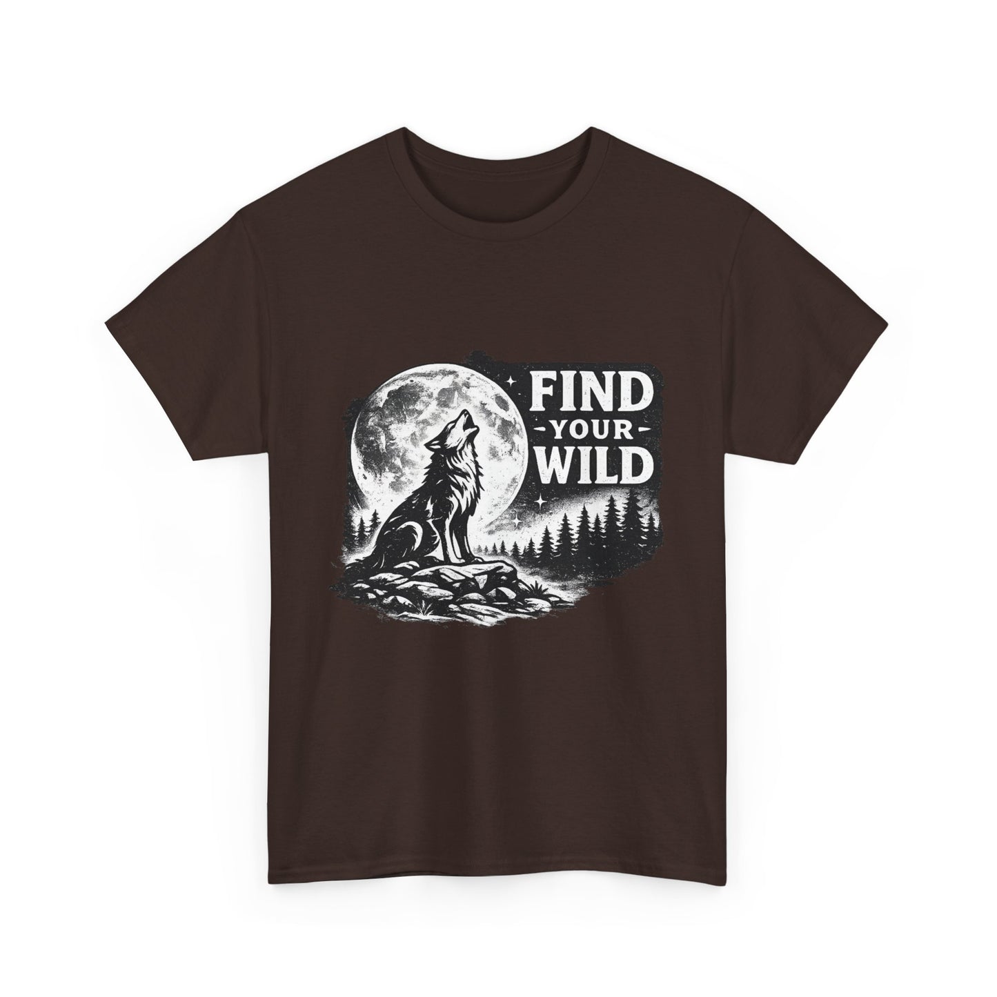 Find Your Wild Wolf T‑Shirt — Moonlit Nature Graphic Tee for Outdoor Lovers