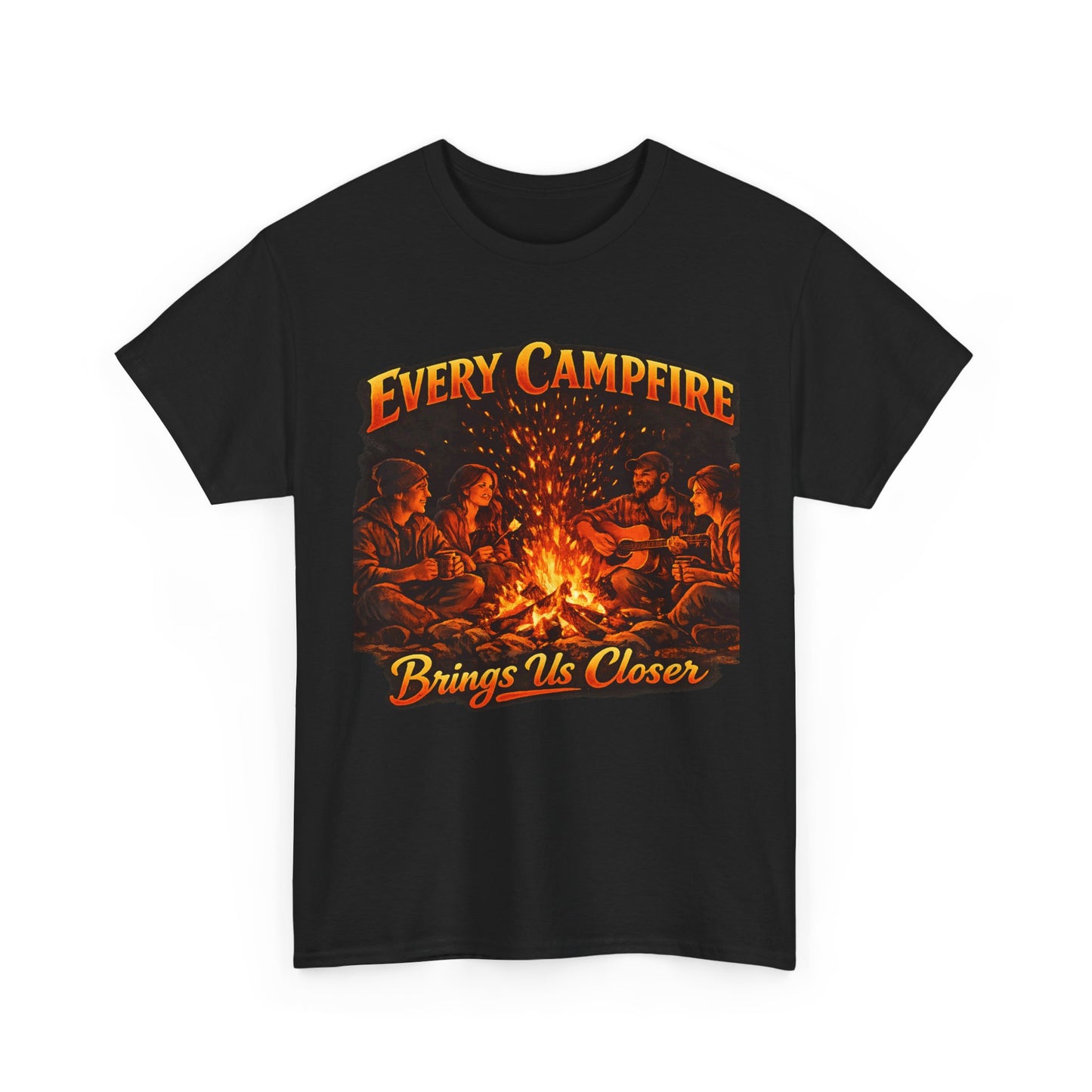 Campfire T-Shirt — "Every Campfire Brings Us Closer" Retro Outdoor Tee