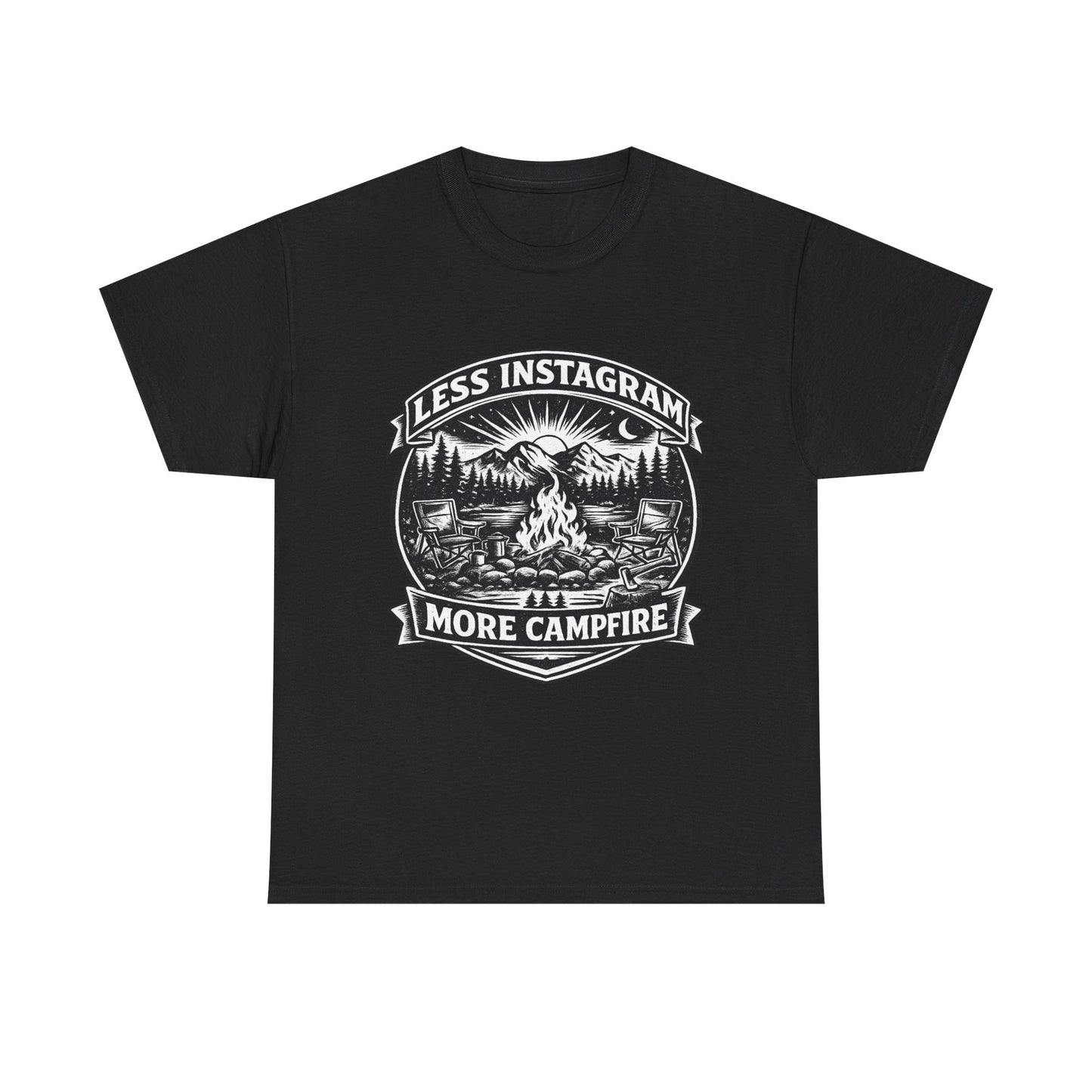 T-Shirt - "Less Instagram, More Campfire" Vintage Camping Graphic Tee