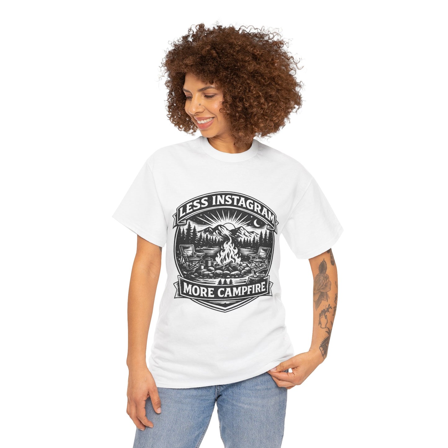 T-Shirt - "Less Instagram, More Campfire" Vintage Camping Graphic Tee