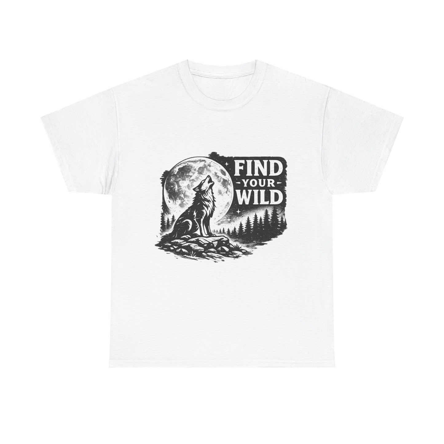 Find Your Wild Wolf T‑Shirt — Moonlit Nature Graphic Tee for Outdoor Lovers