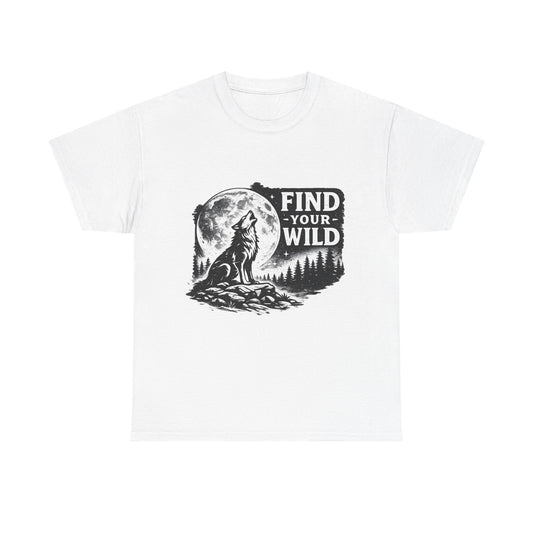 Find Your Wild Wolf T‑Shirt — Moonlit Nature Graphic Tee for Outdoor Lovers