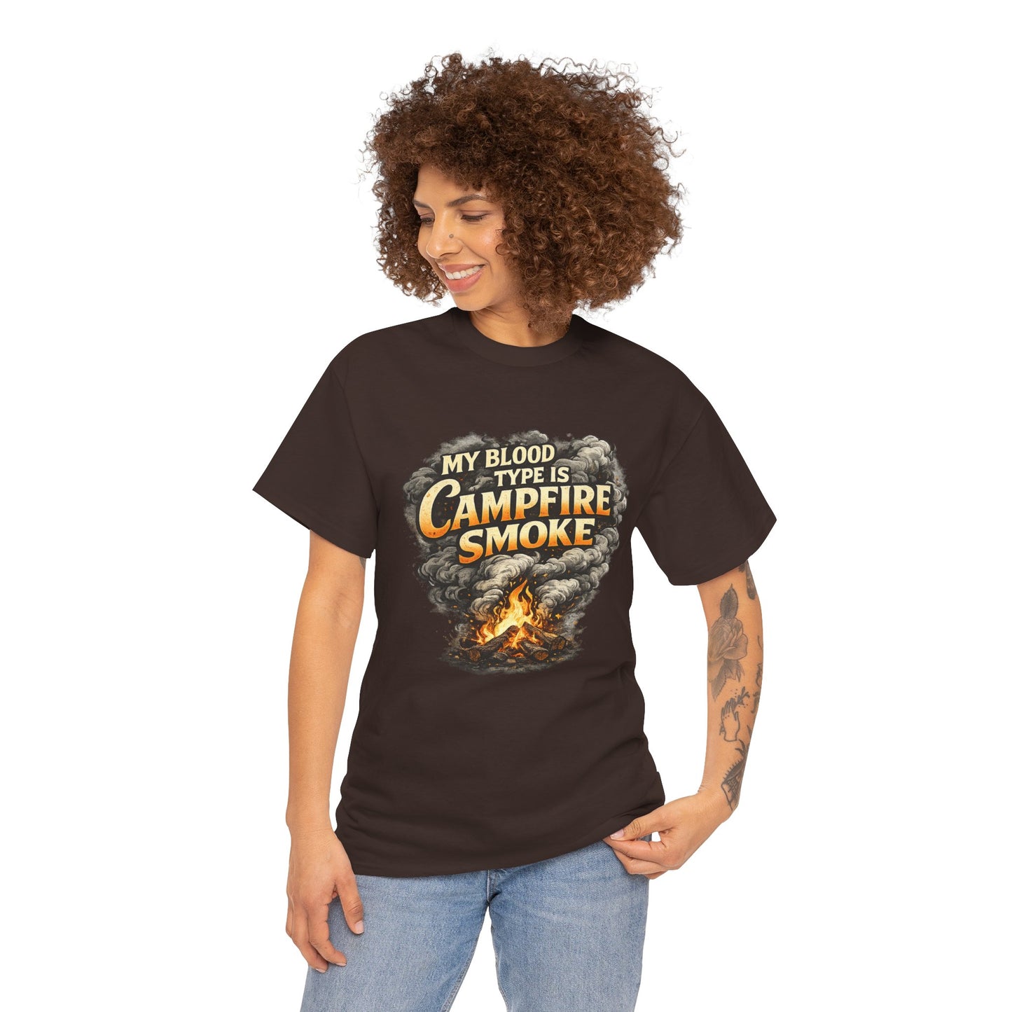 Campfire Smoke T-Shirt — "My Blood Type Is Campfire Smoke" Graphic Tee