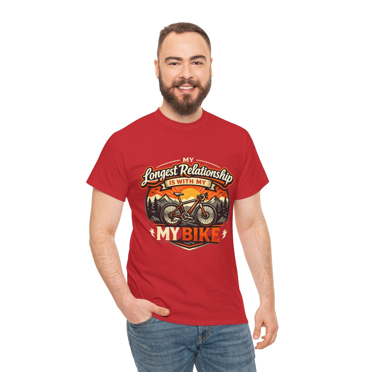 My Longest Relationship Is With My Bike — Funny Cycling T-Shirt | Gift for Cyclists