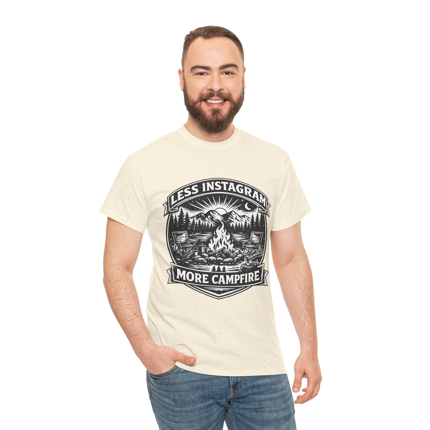 T-Shirt - "Less Instagram, More Campfire" Vintage Camping Graphic Tee