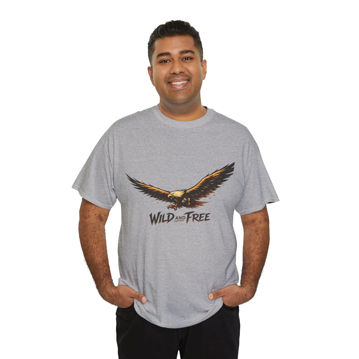 Wild and Free Eagle Shirt for Men Women – Vintage Eagle Graphic Tee Freedom Nature Outdoor T-Shirt
