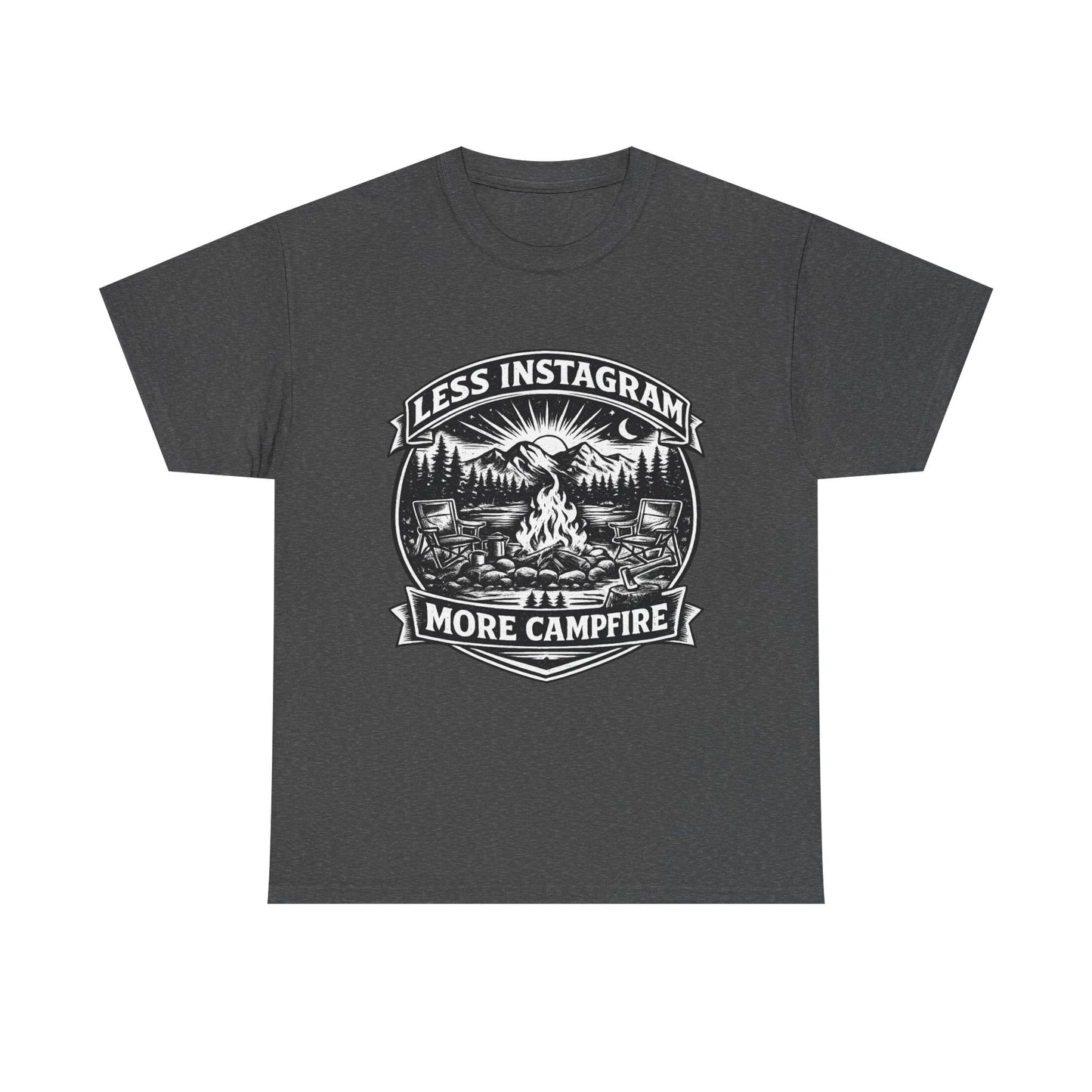 T-Shirt - "Less Instagram, More Campfire" Vintage Camping Graphic Tee