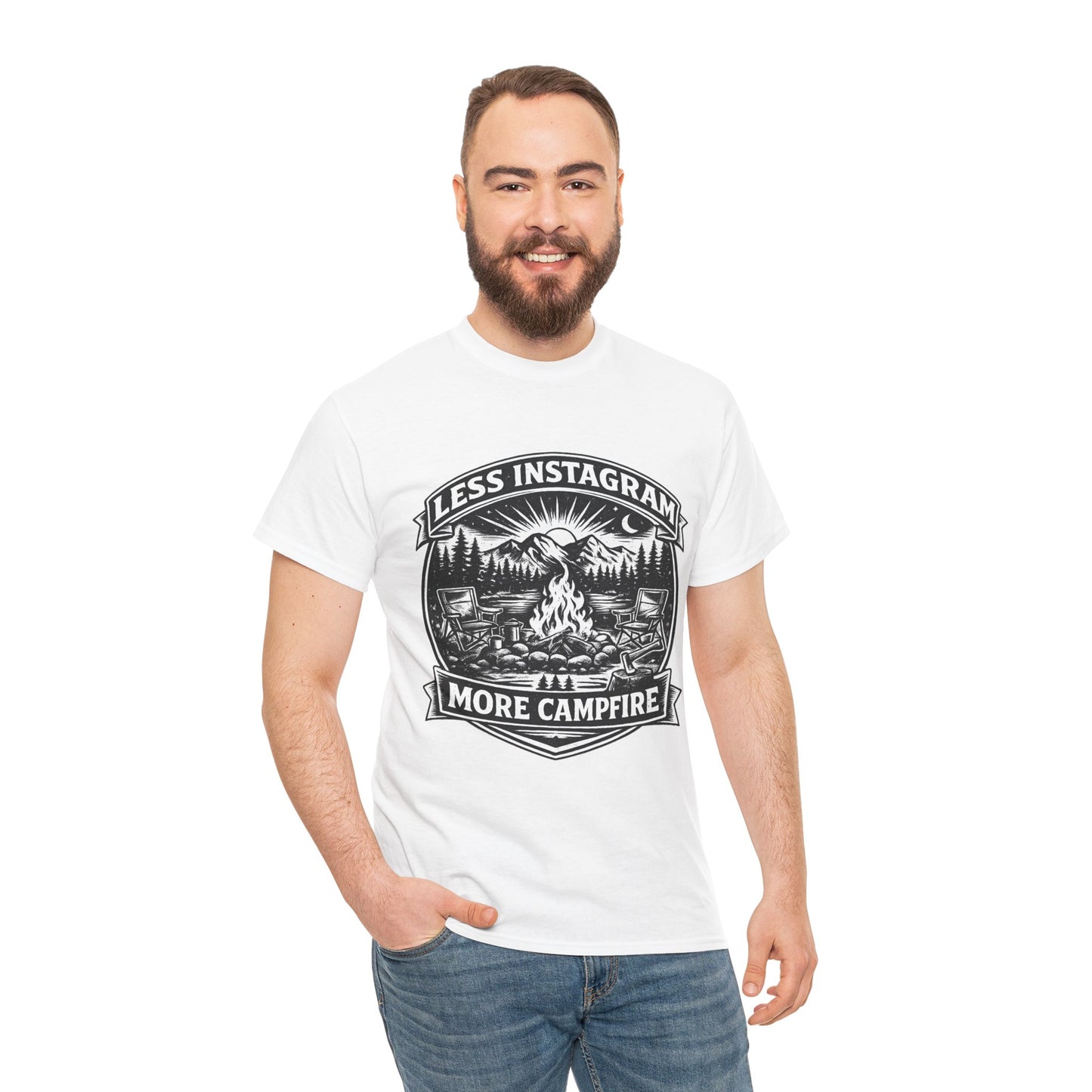T-Shirt - "Less Instagram, More Campfire" Vintage Camping Graphic Tee