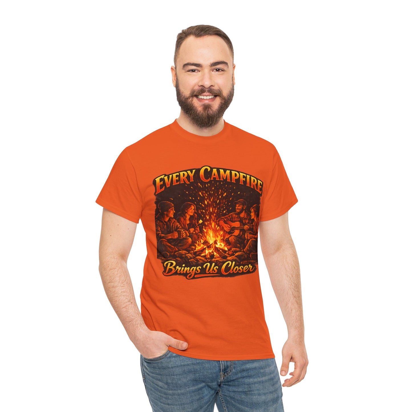 Campfire T-Shirt — "Every Campfire Brings Us Closer" Retro Outdoor Tee