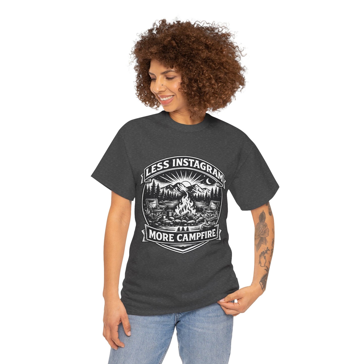 T-Shirt - "Less Instagram, More Campfire" Vintage Camping Graphic Tee
