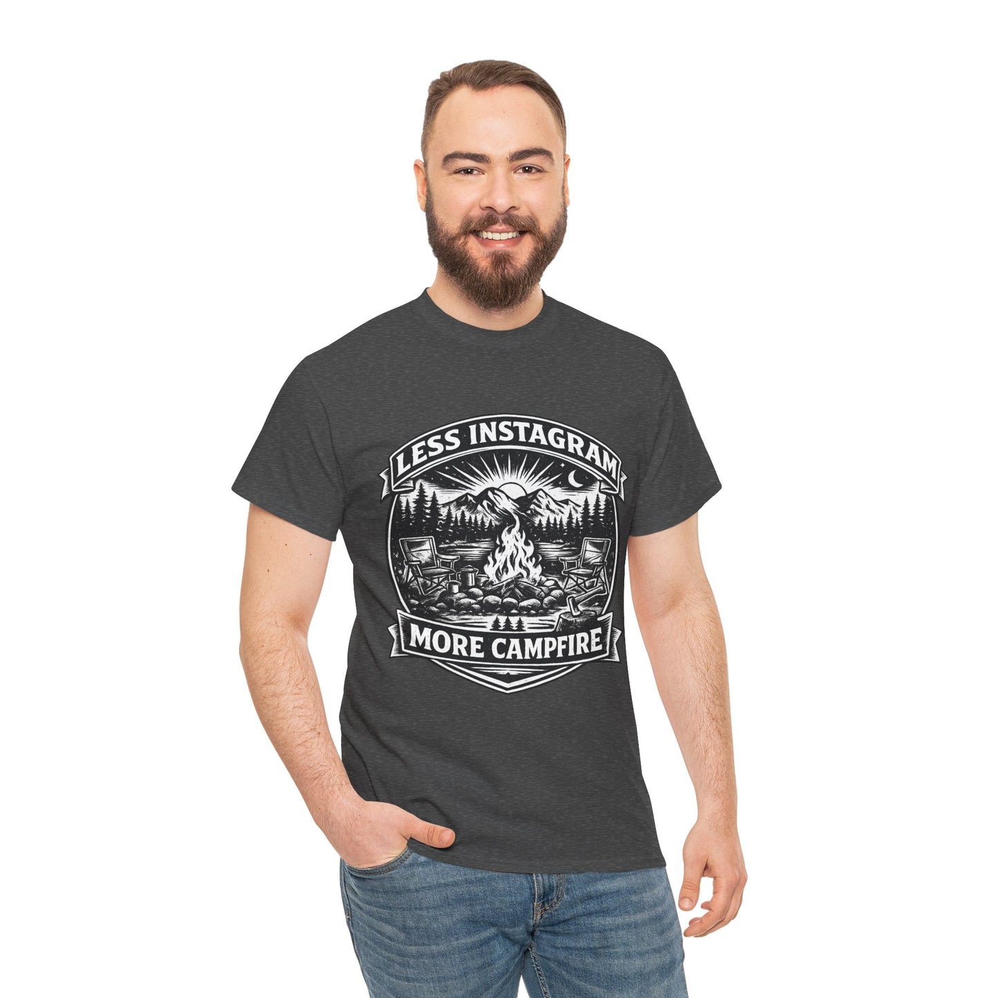 T-Shirt - "Less Instagram, More Campfire" Vintage Camping Graphic Tee